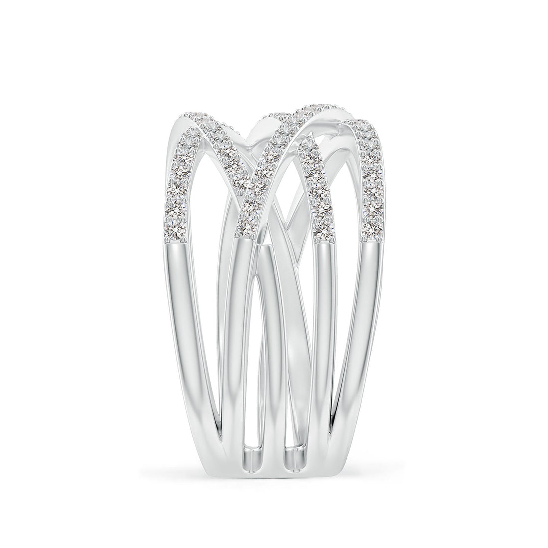 Multi-Strand Criss-Cross Pavé Diamond Wide Band Ring