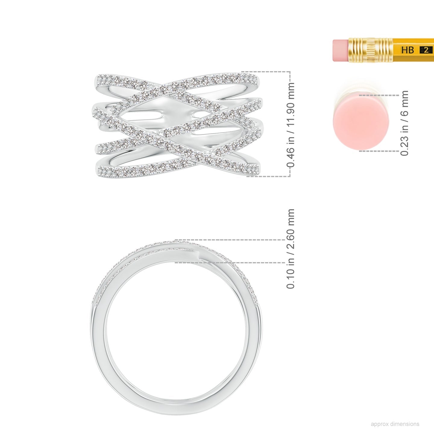 Multi-Strand Criss-Cross Pavé Diamond Wide Band Ring