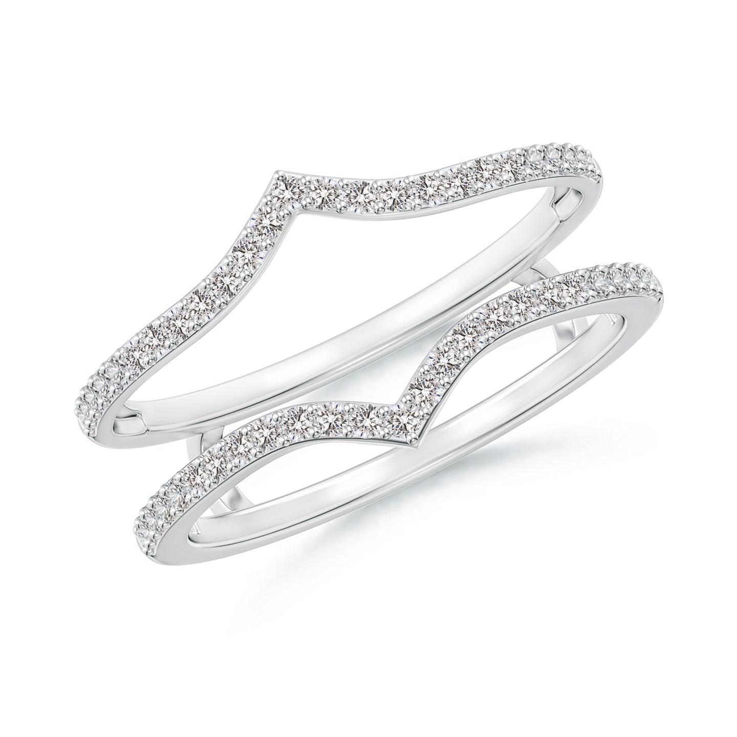 Double Curved Pave Diamond Engagement & Wedding Ring Enhancer Guard