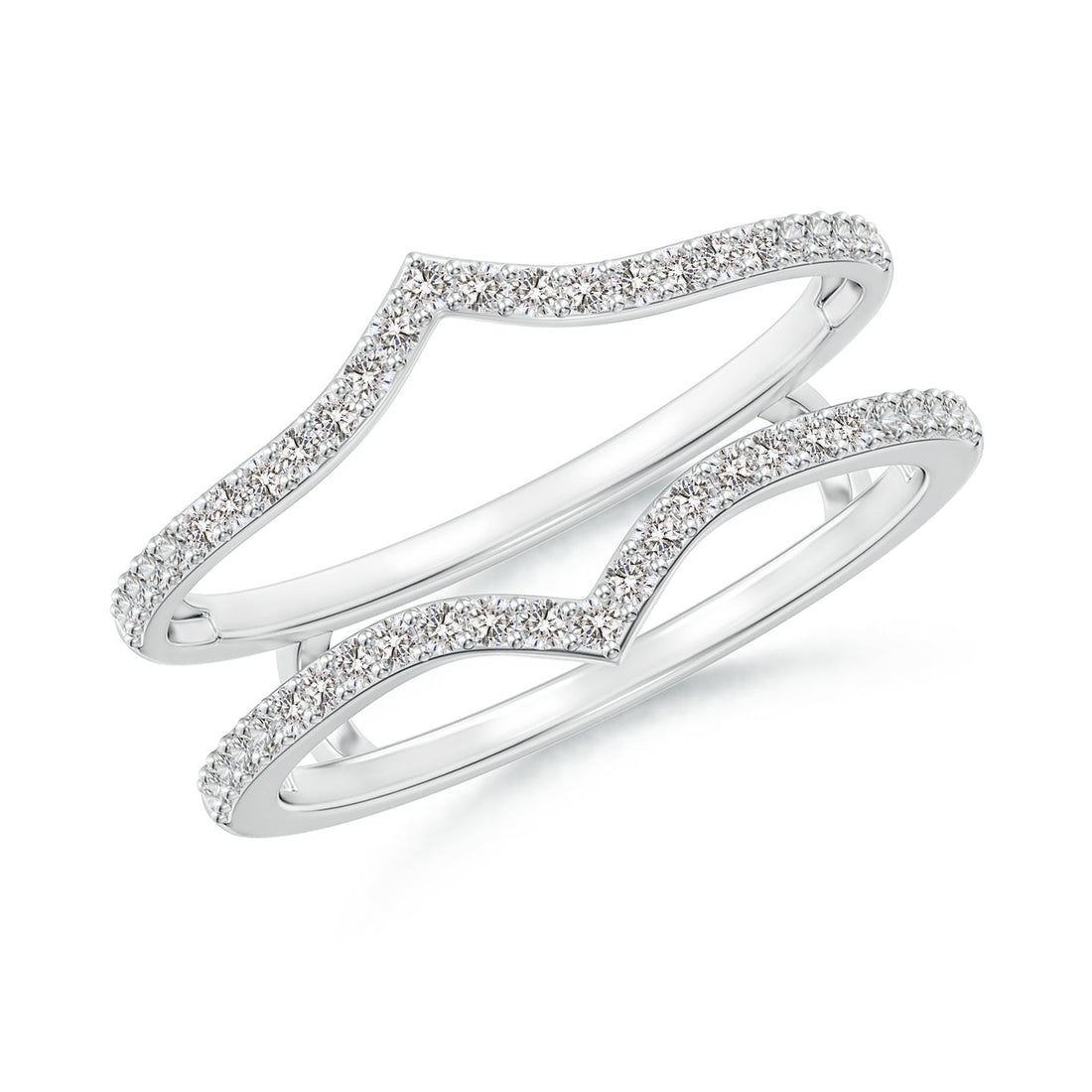 Double Curved Pave Diamond Engagement & Wedding Ring Enhancer Guard