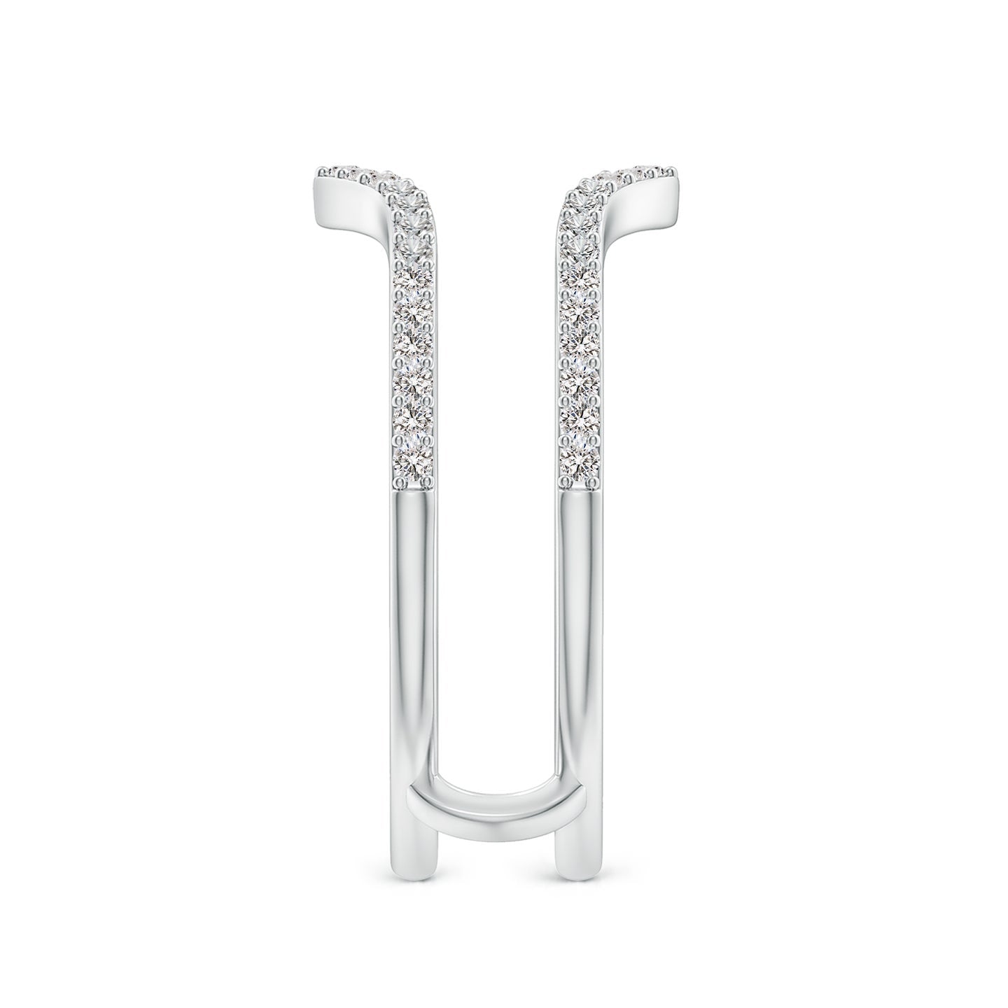 Double Curved Pave Diamond Engagement & Wedding Ring Enhancer Guard