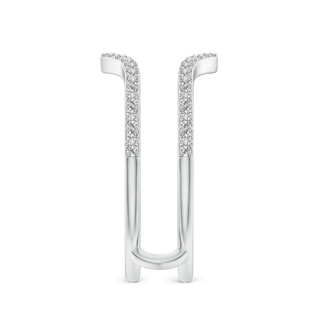 Double Curved Pave Diamond Engagement & Wedding Ring Enhancer Guard