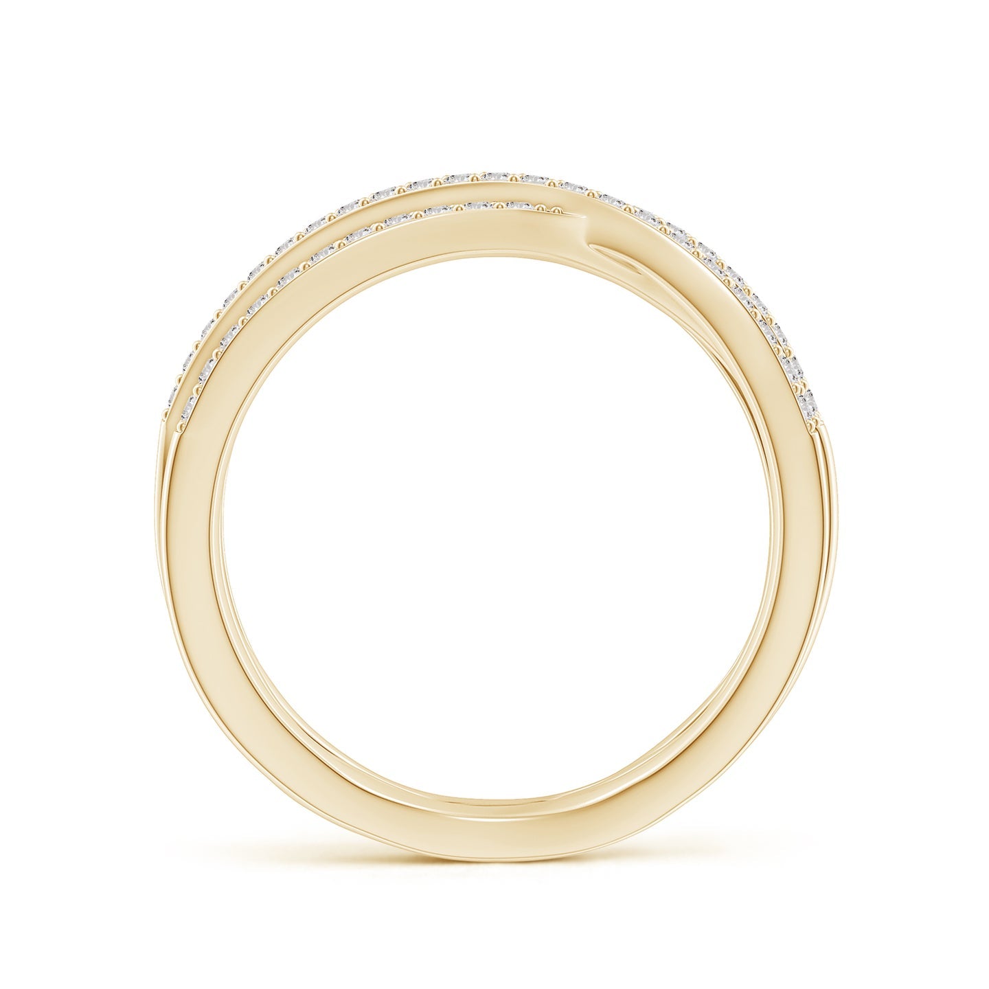 Multi-Strand Criss-Cross Pavé Diamond Wide Band Ring