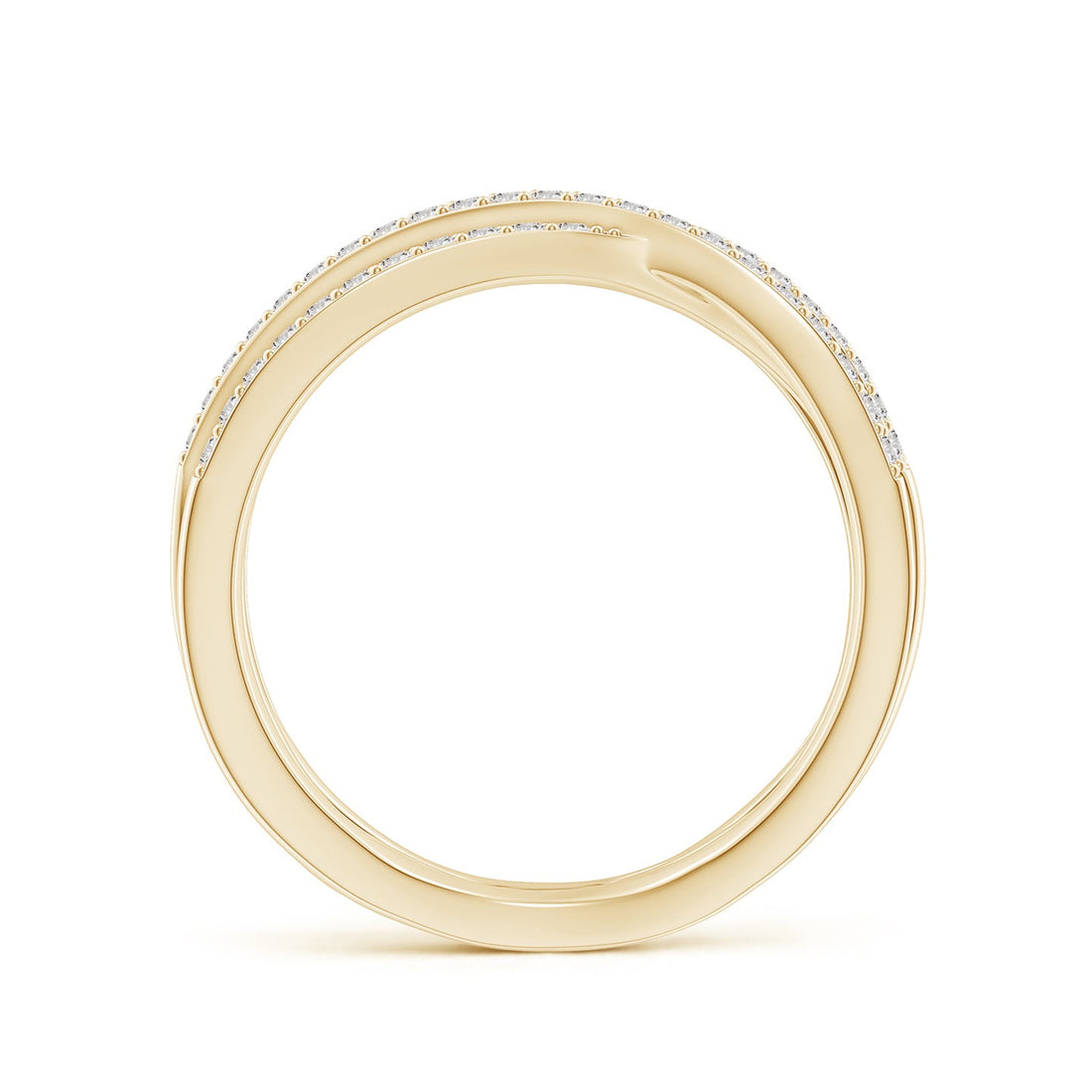 Multi-Strand Criss-Cross Pavé Diamond Wide Band Ring