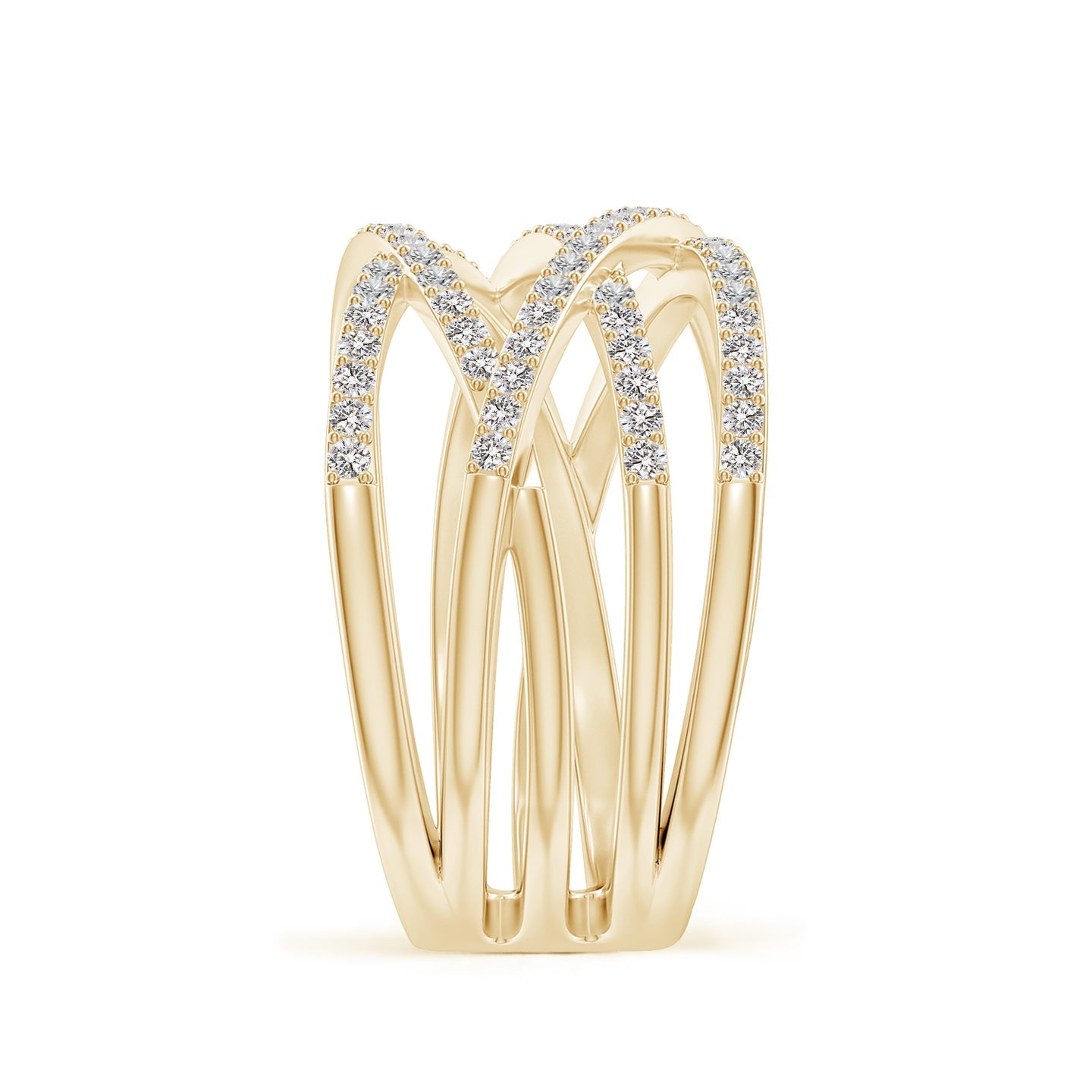 Multi-Strand Criss-Cross Pavé Diamond Wide Band Ring