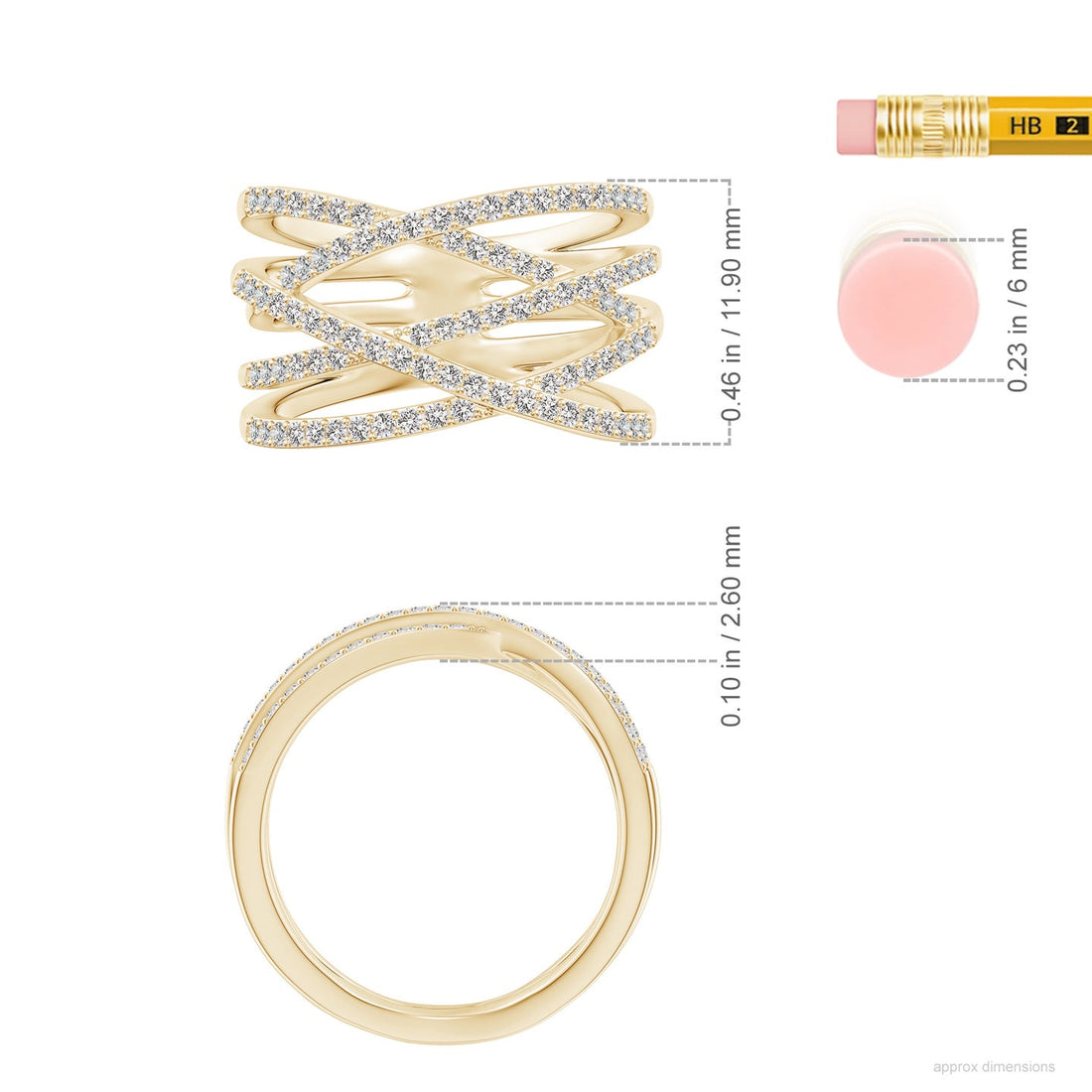 Multi-Strand Criss-Cross Pavé Diamond Wide Band Ring