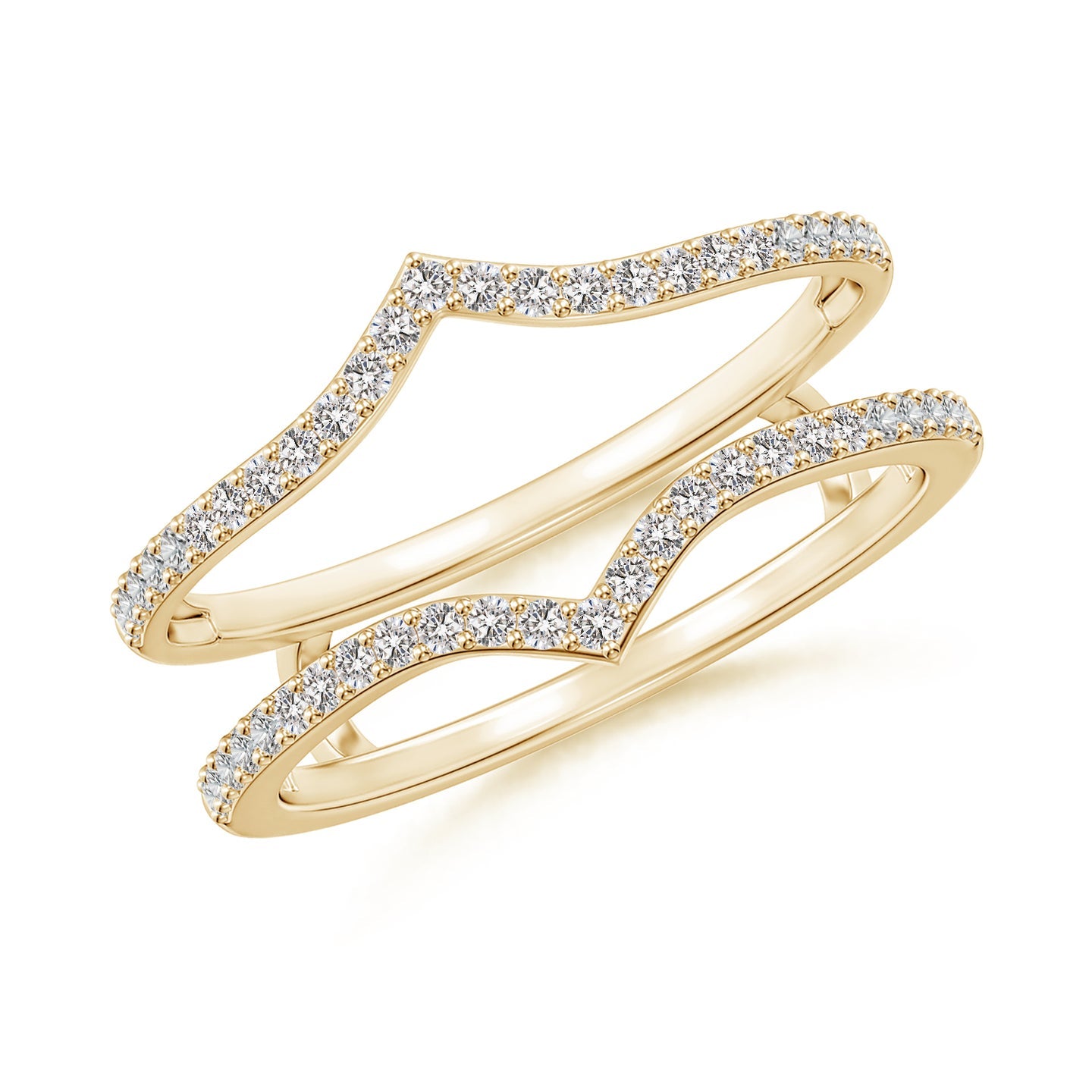 Double Curved Pave Diamond Engagement & Wedding Ring Enhancer Guard