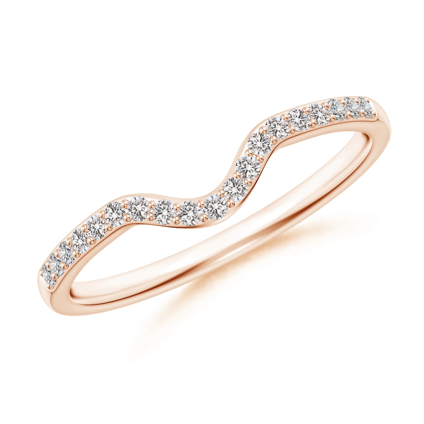 Curved Wave Pavé Diamond Wedding Band