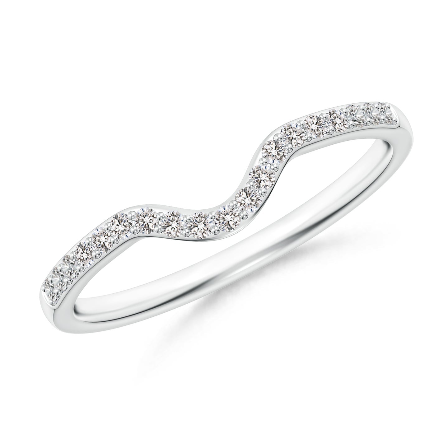 Curved Wave Pavé Diamond Wedding Band
