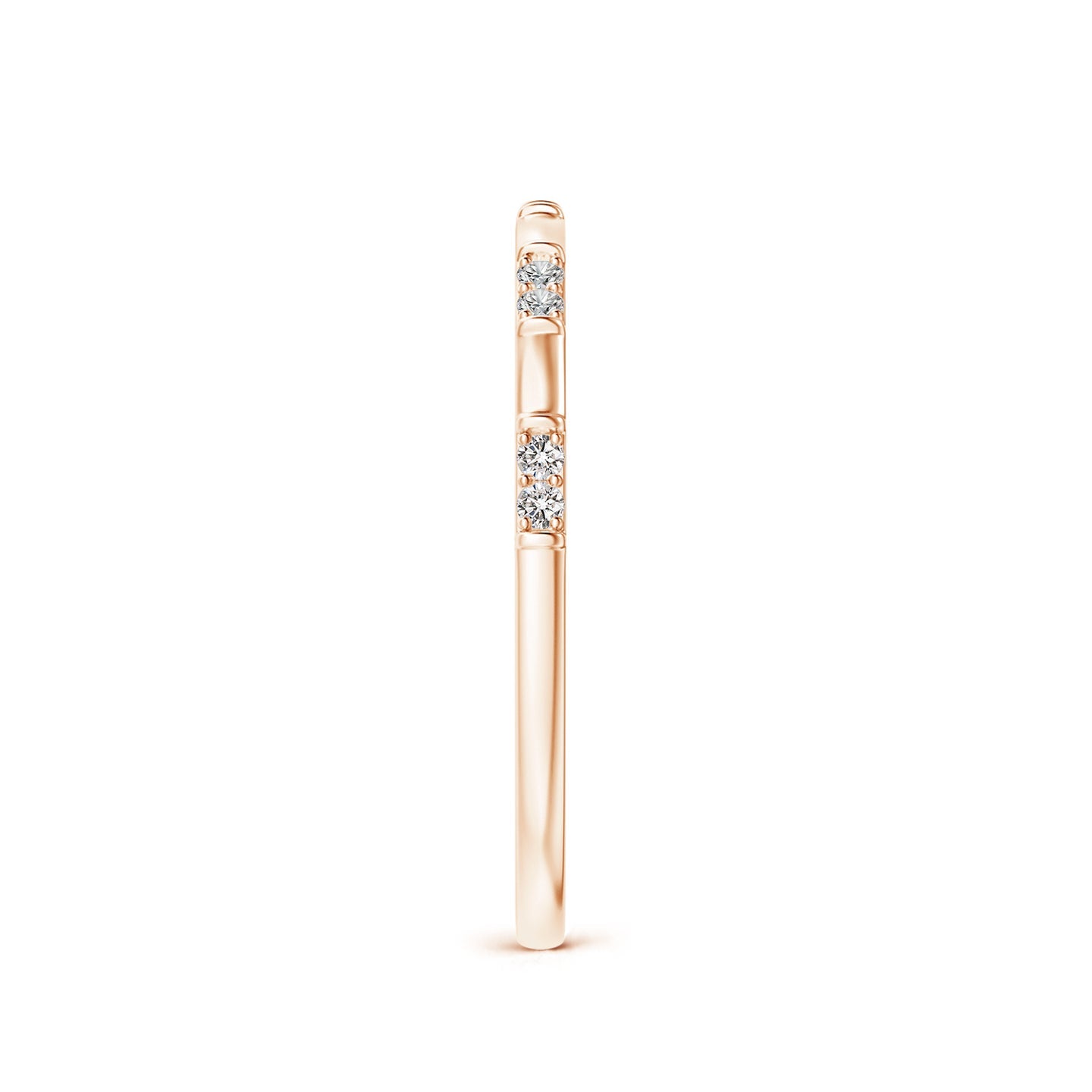 Bamboo Segment Diamond Stackable Wedding Band