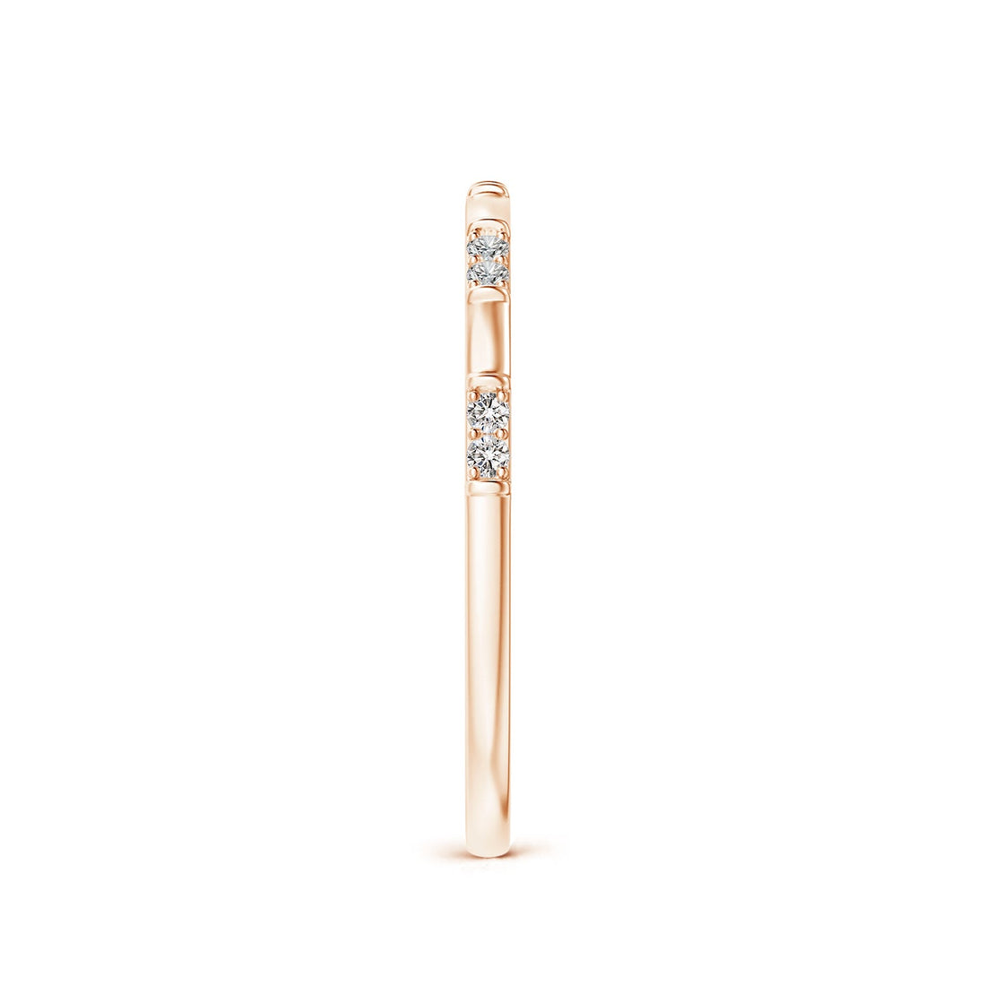 Bamboo Segment Diamond Stackable Wedding Band