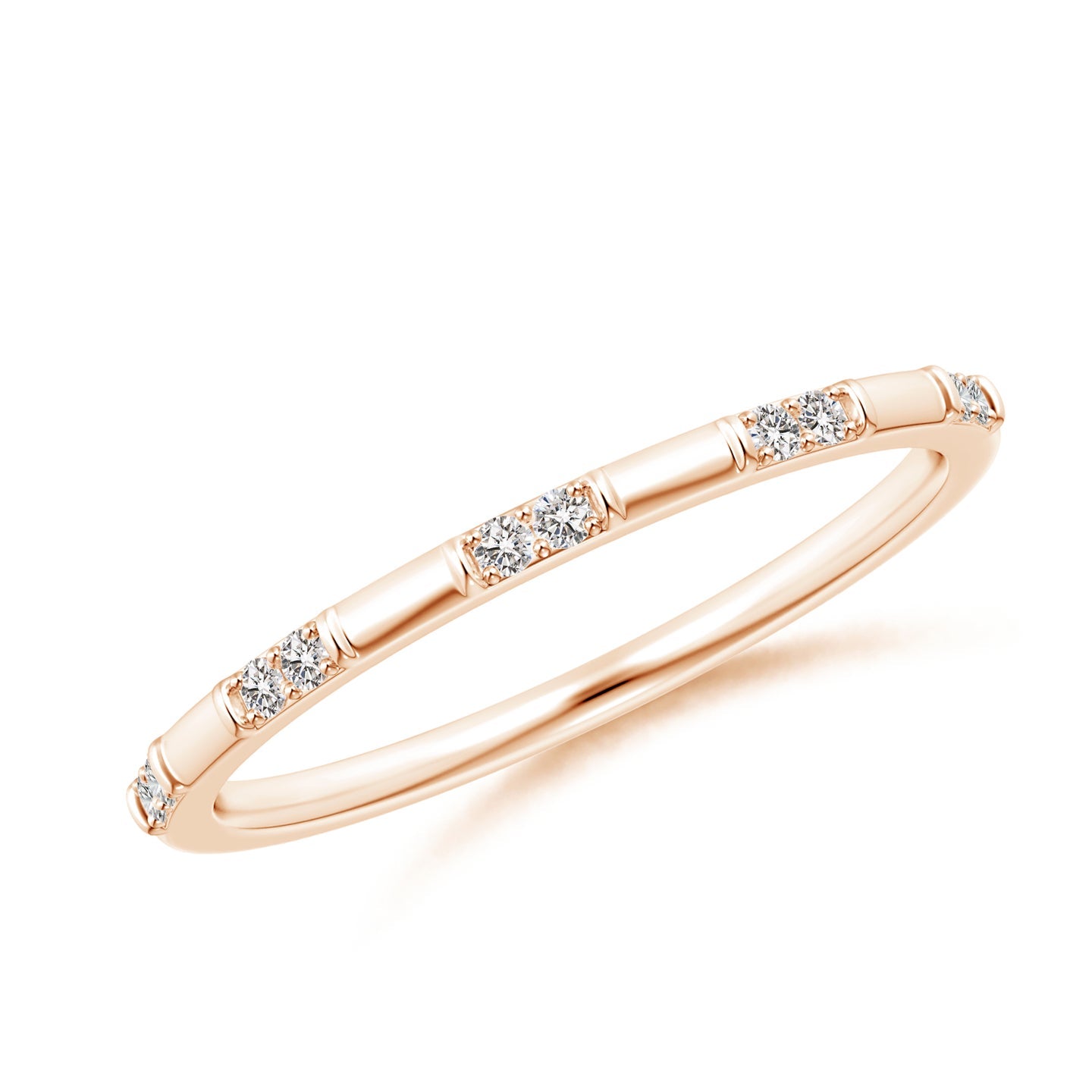 Bamboo Segment Diamond Stackable Wedding Band