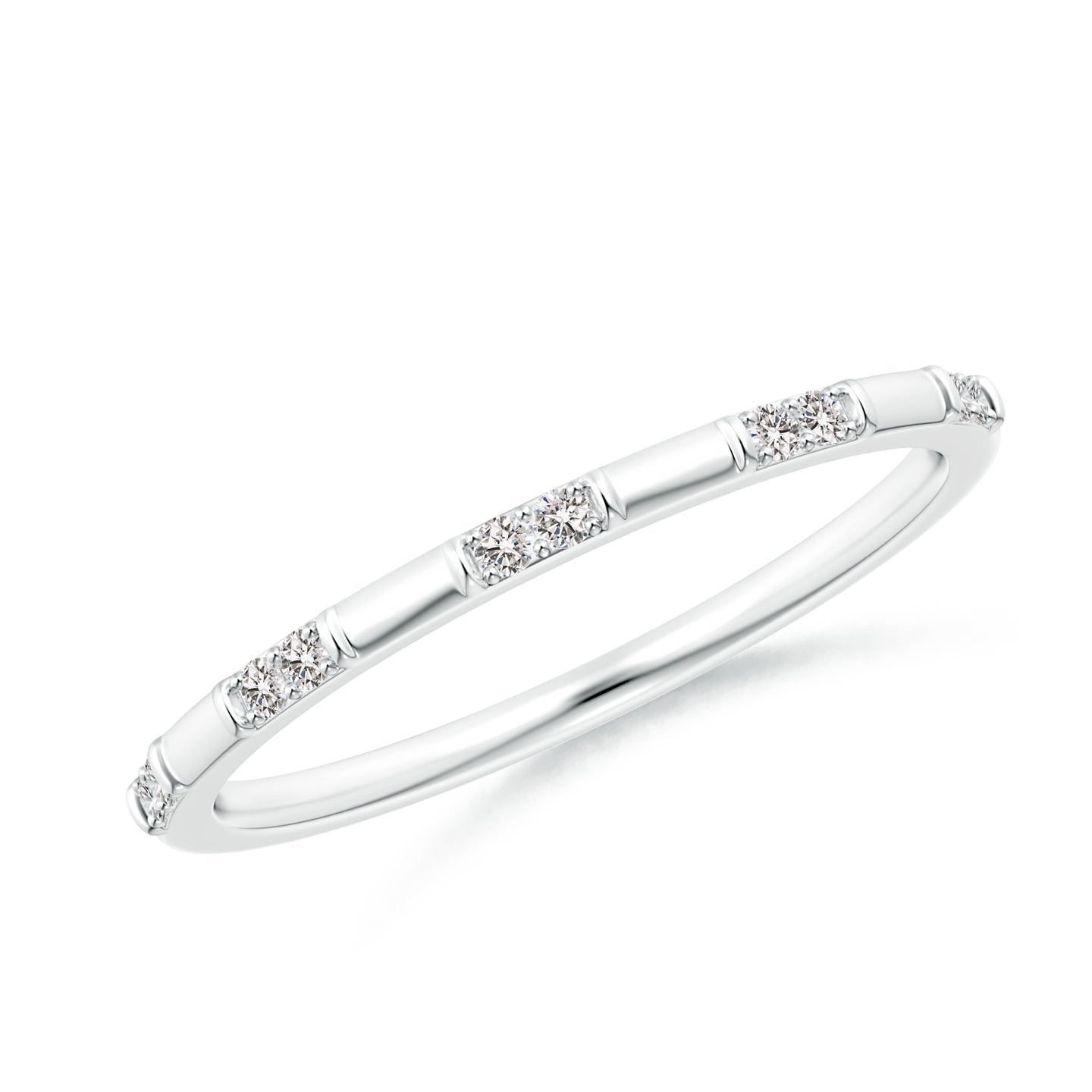Bamboo Segment Diamond Stackable Wedding Band