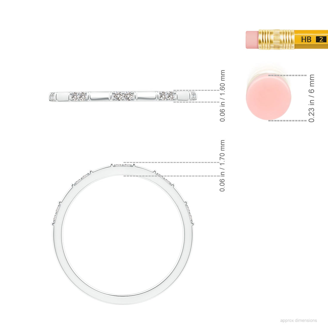 Bamboo Segment Diamond Stackable Wedding Band