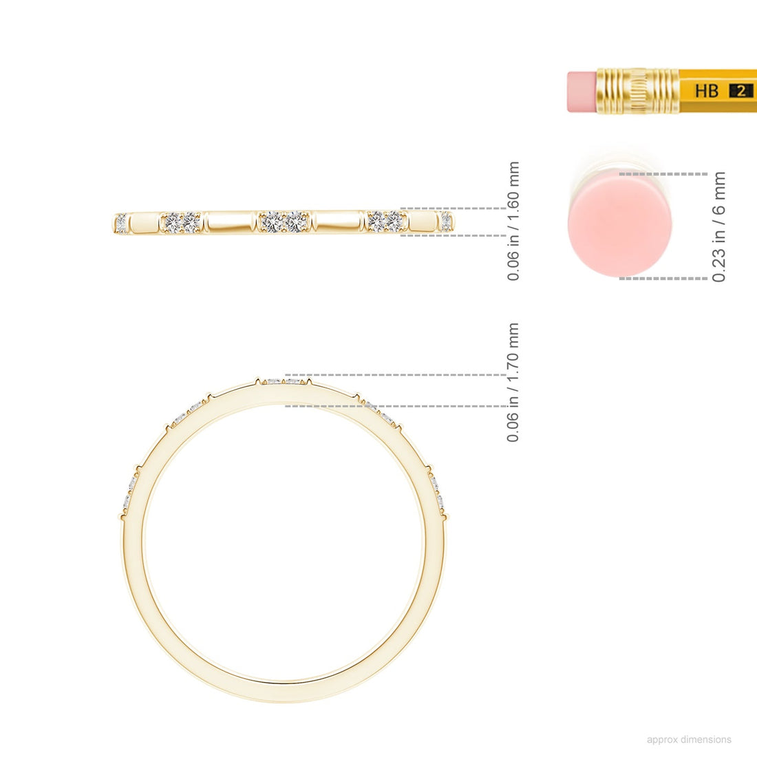Bamboo Segment Diamond Stackable Wedding Band