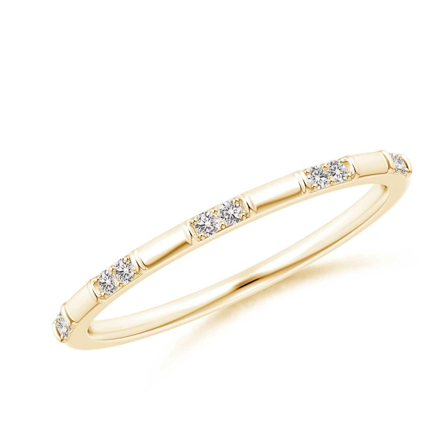 Bamboo Segment Diamond Stackable Wedding Band