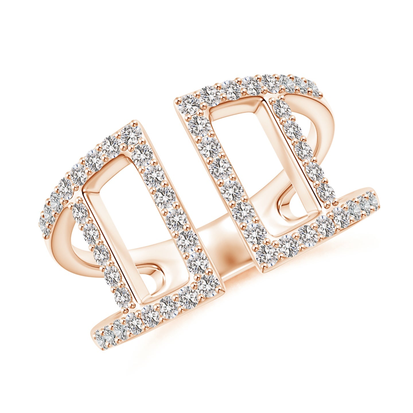 Open Rectangle Geometric Pavé Diamond Fashion Ring