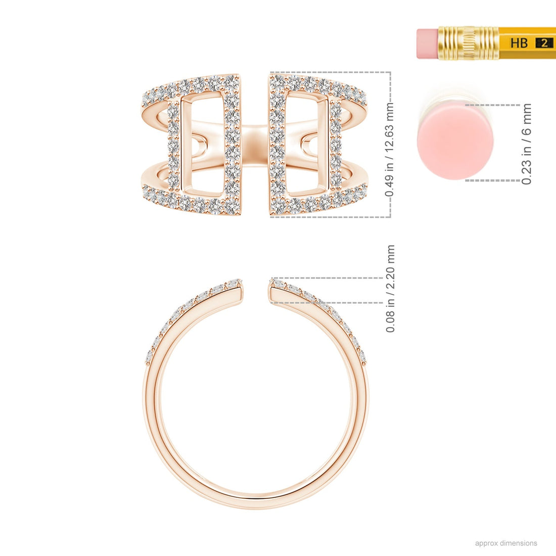 Open Rectangle Geometric Pavé Diamond Fashion Ring