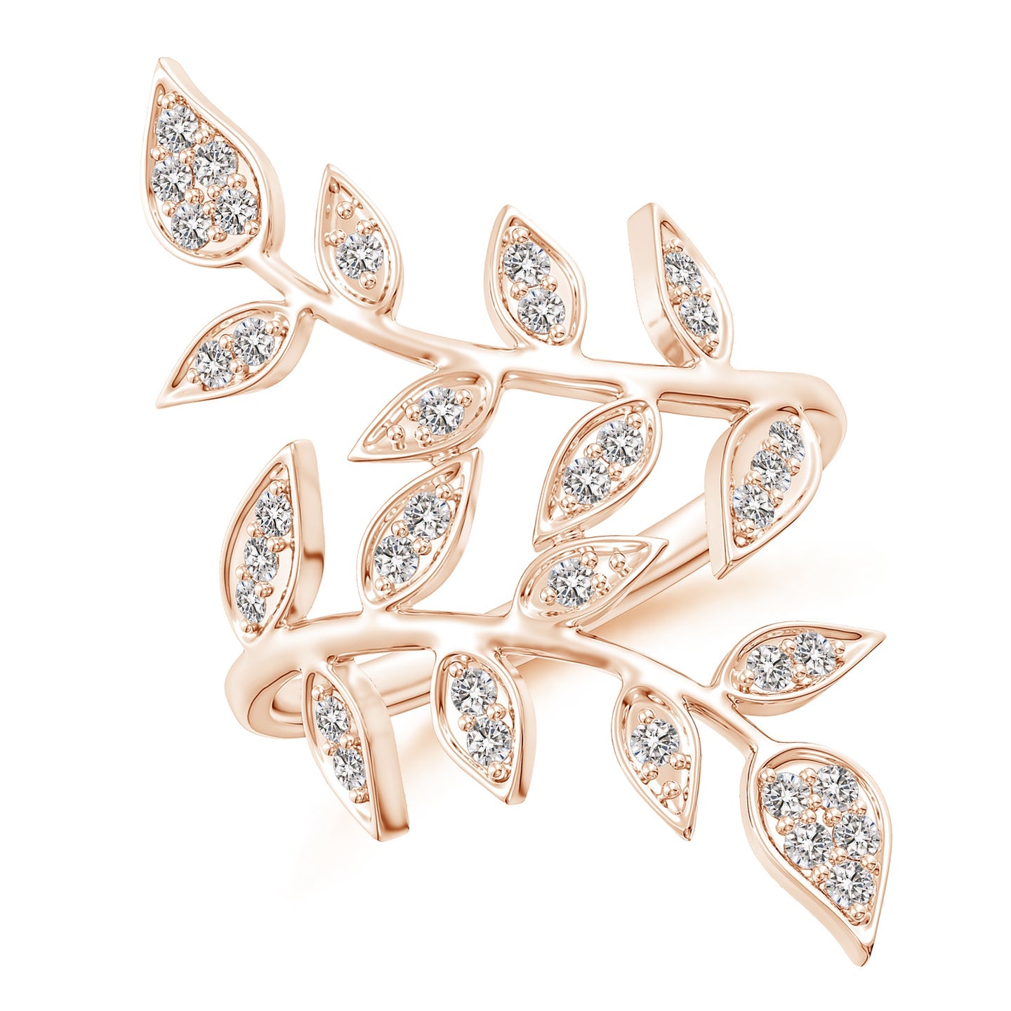 Diamond Pavé Olive Leaf Branch Cocktail Engagement & Wedding Ring