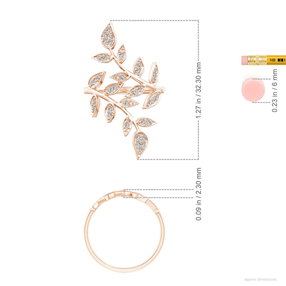 Diamond Pavé Olive Leaf Branch Cocktail Engagement & Wedding Ring
