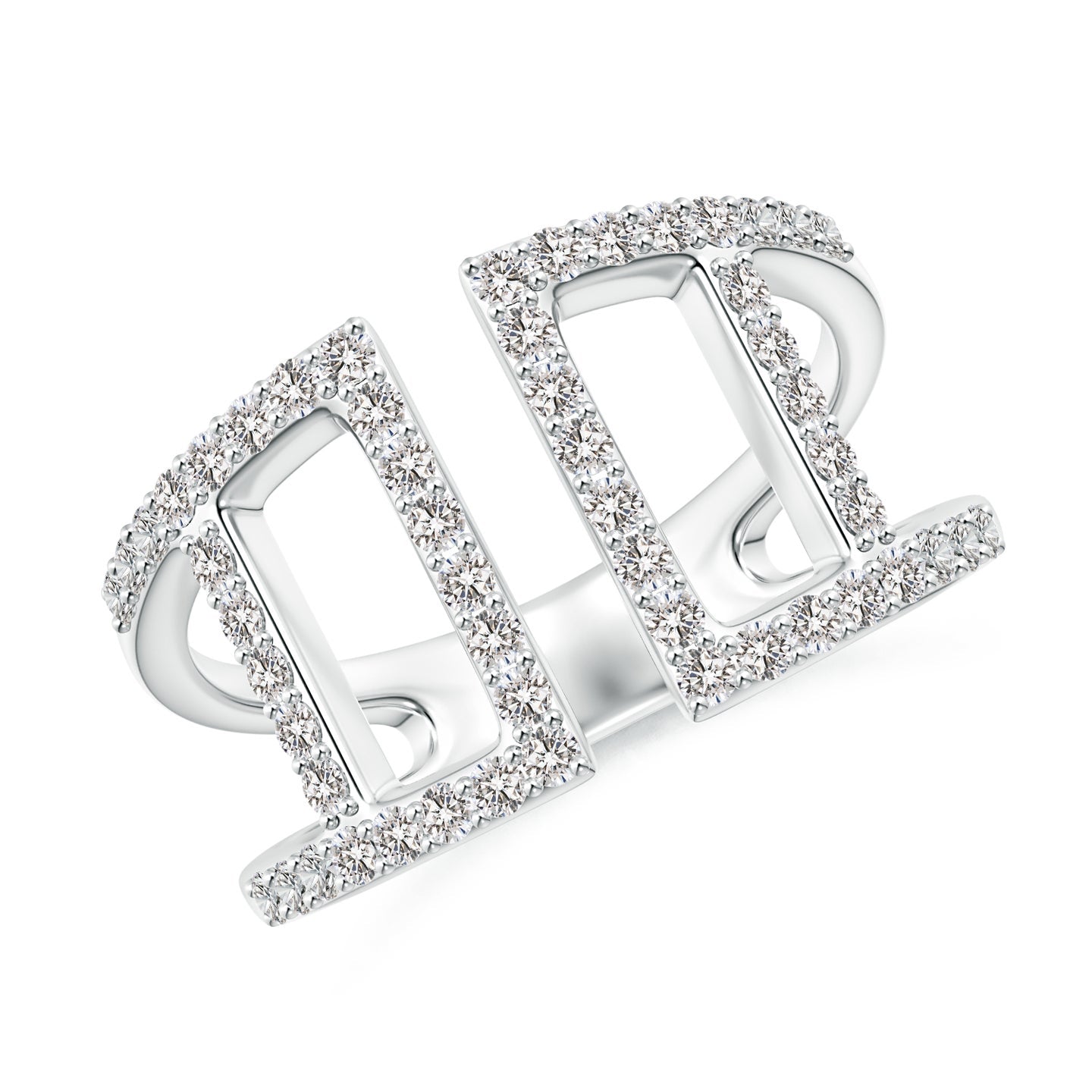 Open Rectangle Geometric Pavé Diamond Fashion Ring