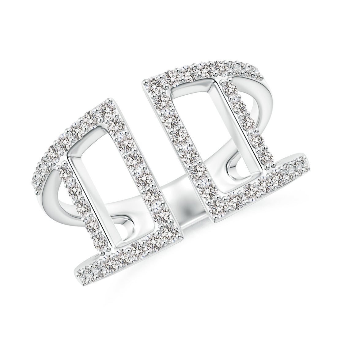 Open Rectangle Geometric Pavé Diamond Fashion Ring