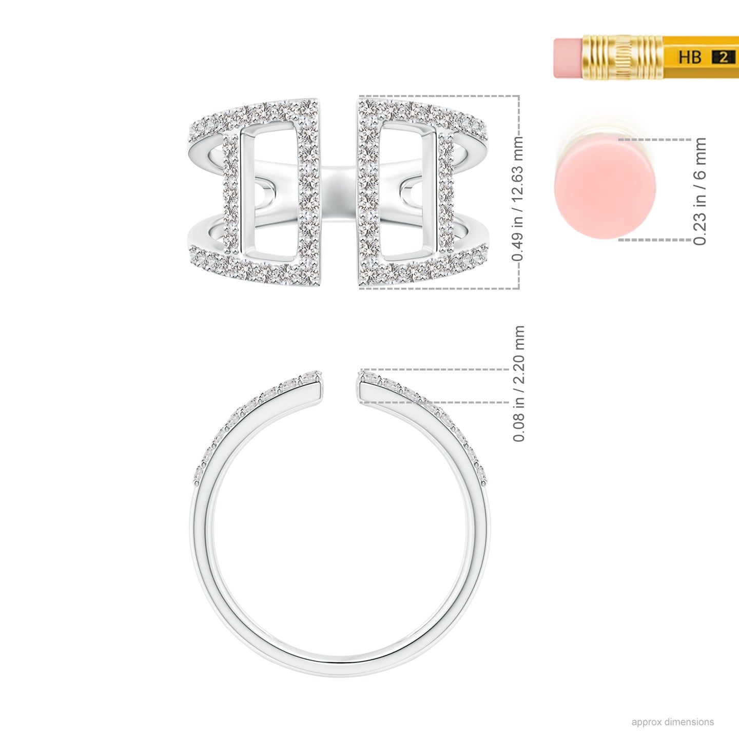Open Rectangle Geometric Pavé Diamond Fashion Ring