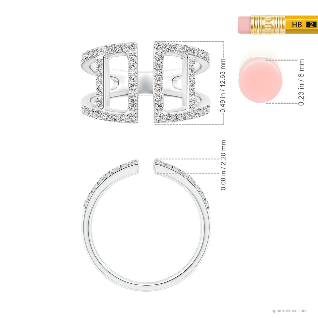 Open Rectangle Geometric Pavé Diamond Fashion Ring