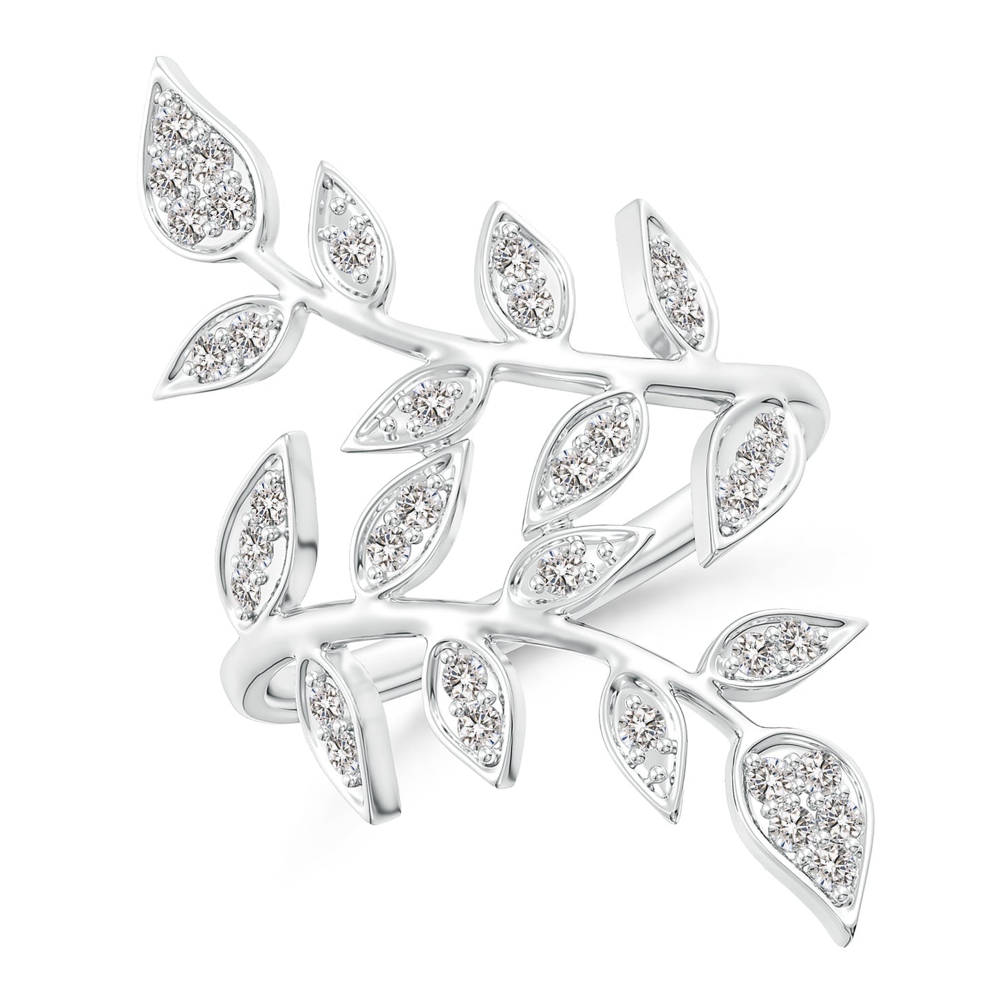 Diamond Pavé Olive Leaf Branch Cocktail Engagement & Wedding Ring