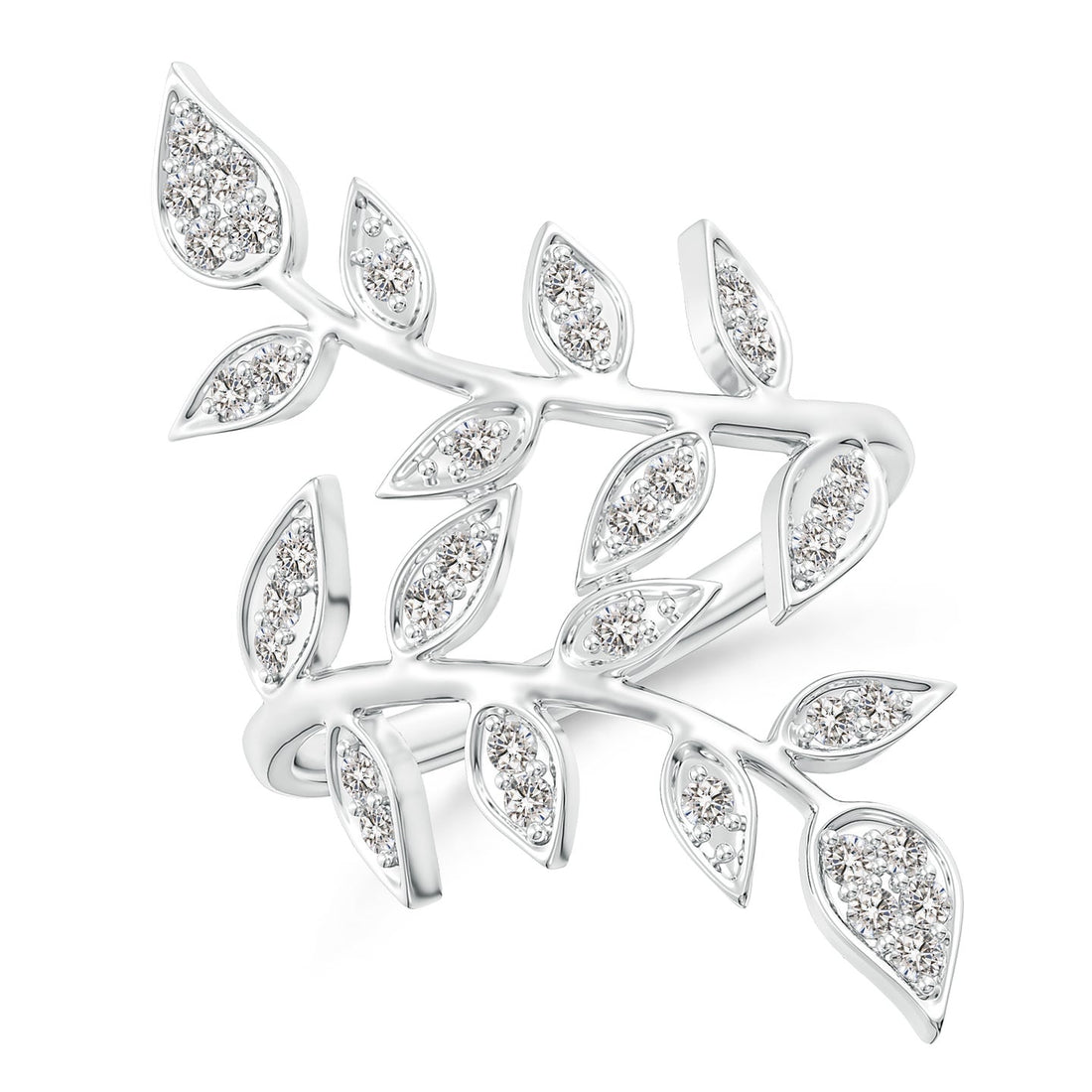 Diamond Pavé Olive Leaf Branch Cocktail Engagement & Wedding Ring