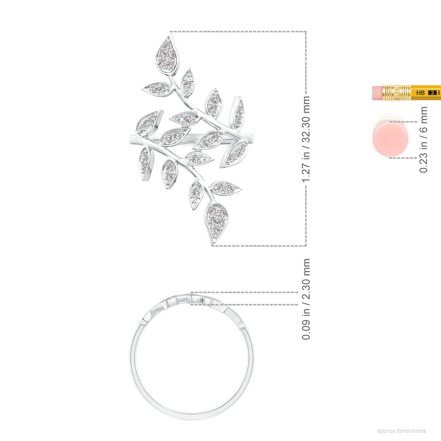 Diamond Pavé Olive Leaf Branch Cocktail Engagement & Wedding Ring