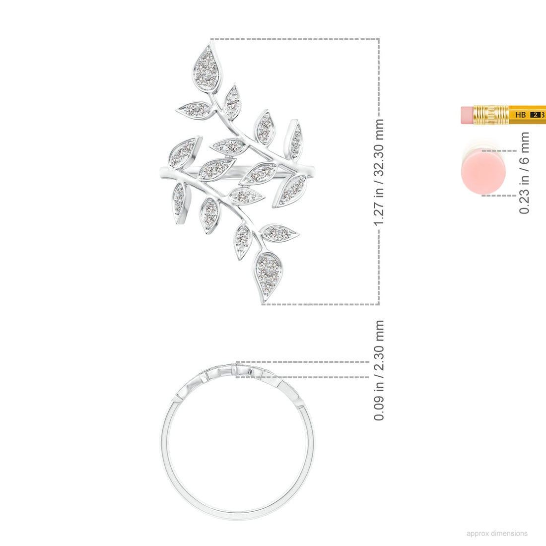 Diamond Pavé Olive Leaf Branch Cocktail Engagement & Wedding Ring