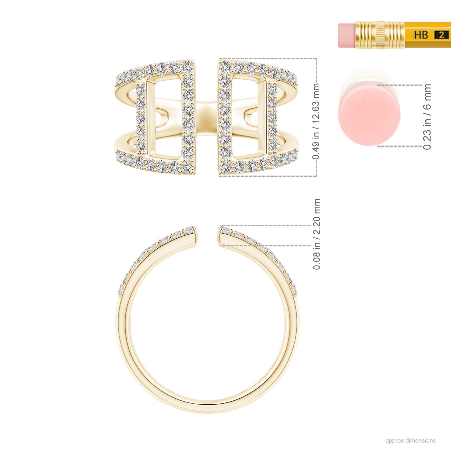 Open Rectangle Geometric Pavé Diamond Fashion Ring