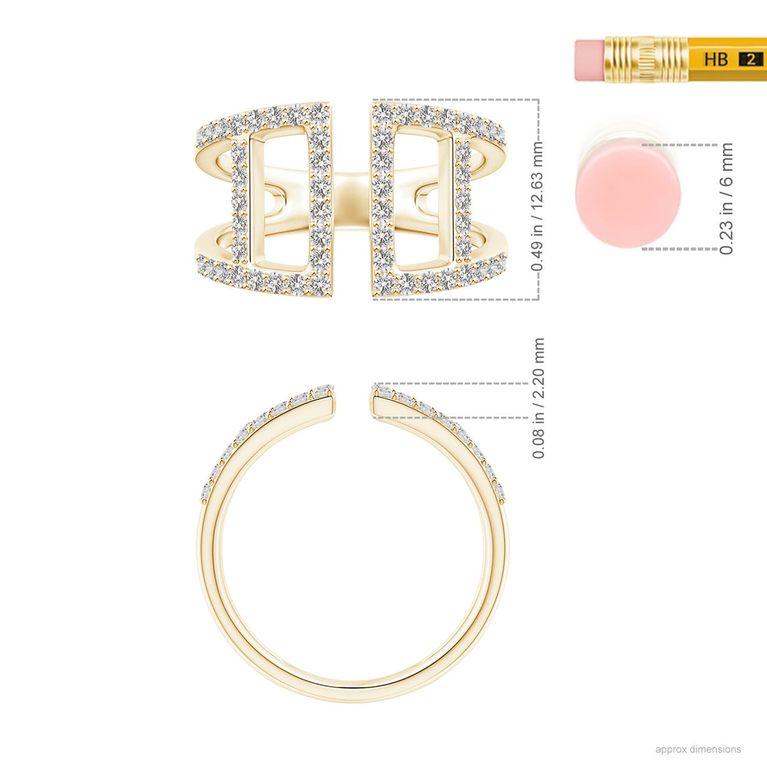 Open Rectangle Geometric Pavé Diamond Fashion Ring