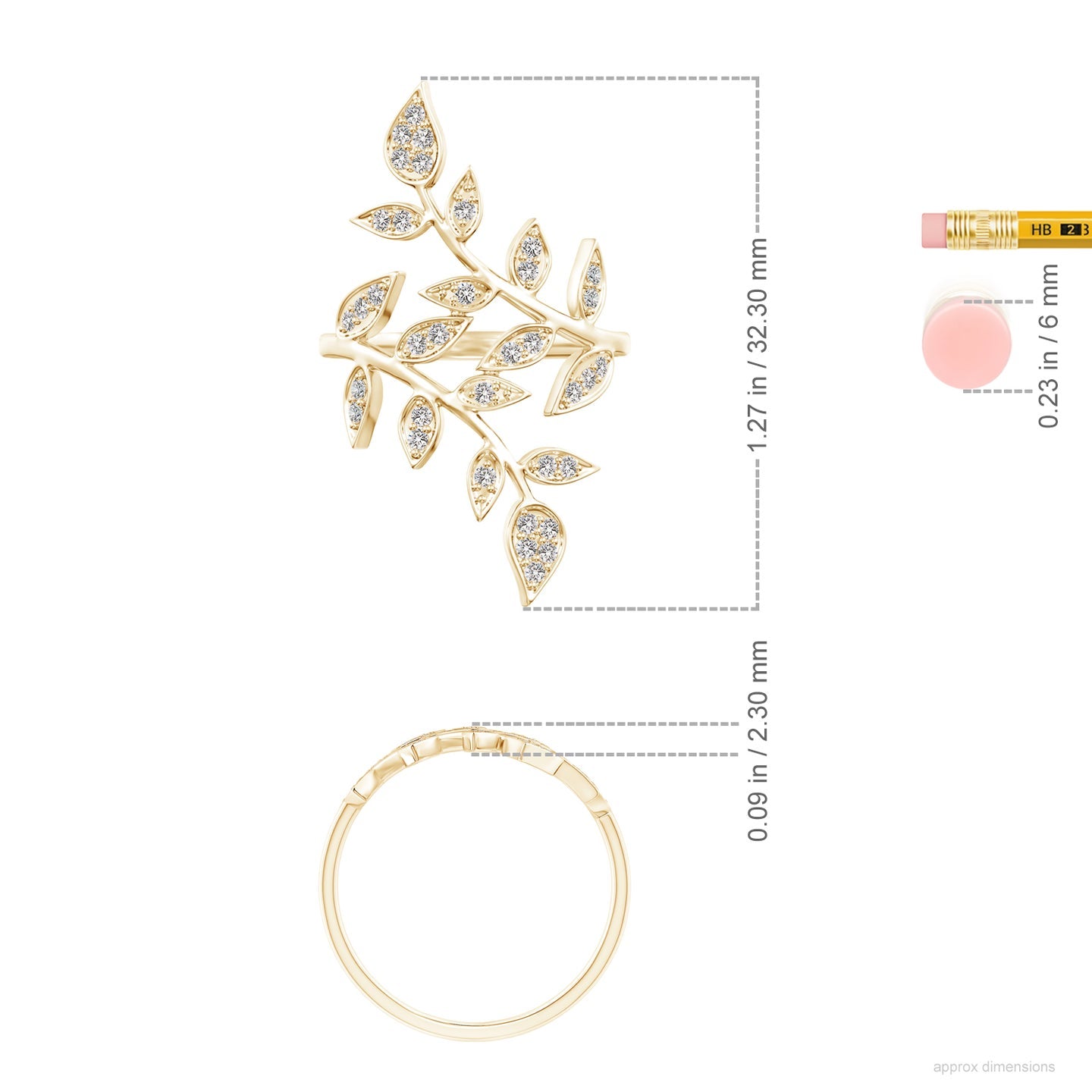 Diamond Pavé Olive Leaf Branch Cocktail Engagement & Wedding Ring