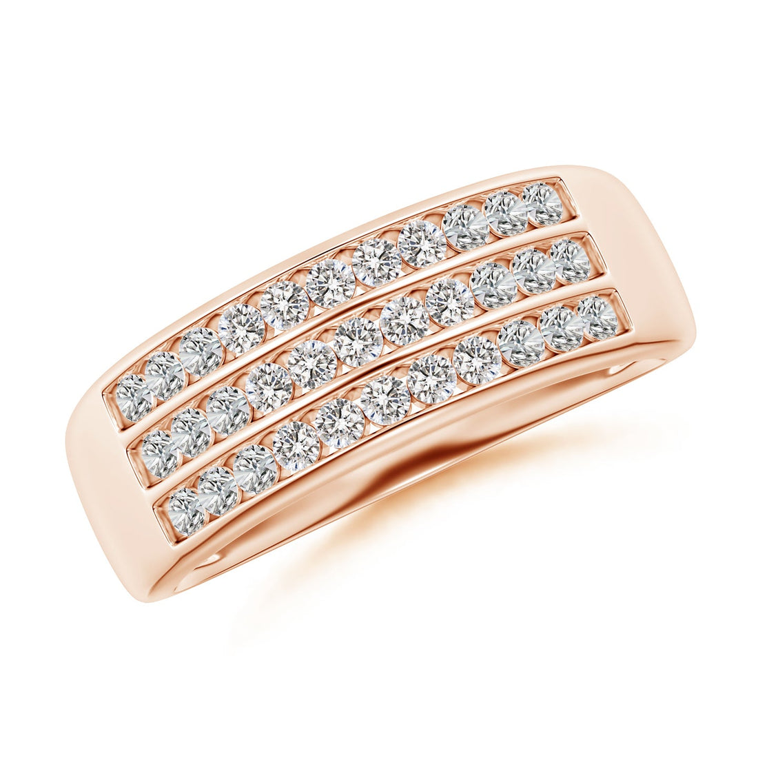 Channel-Set Diamond Triple Row Anniversary Ring