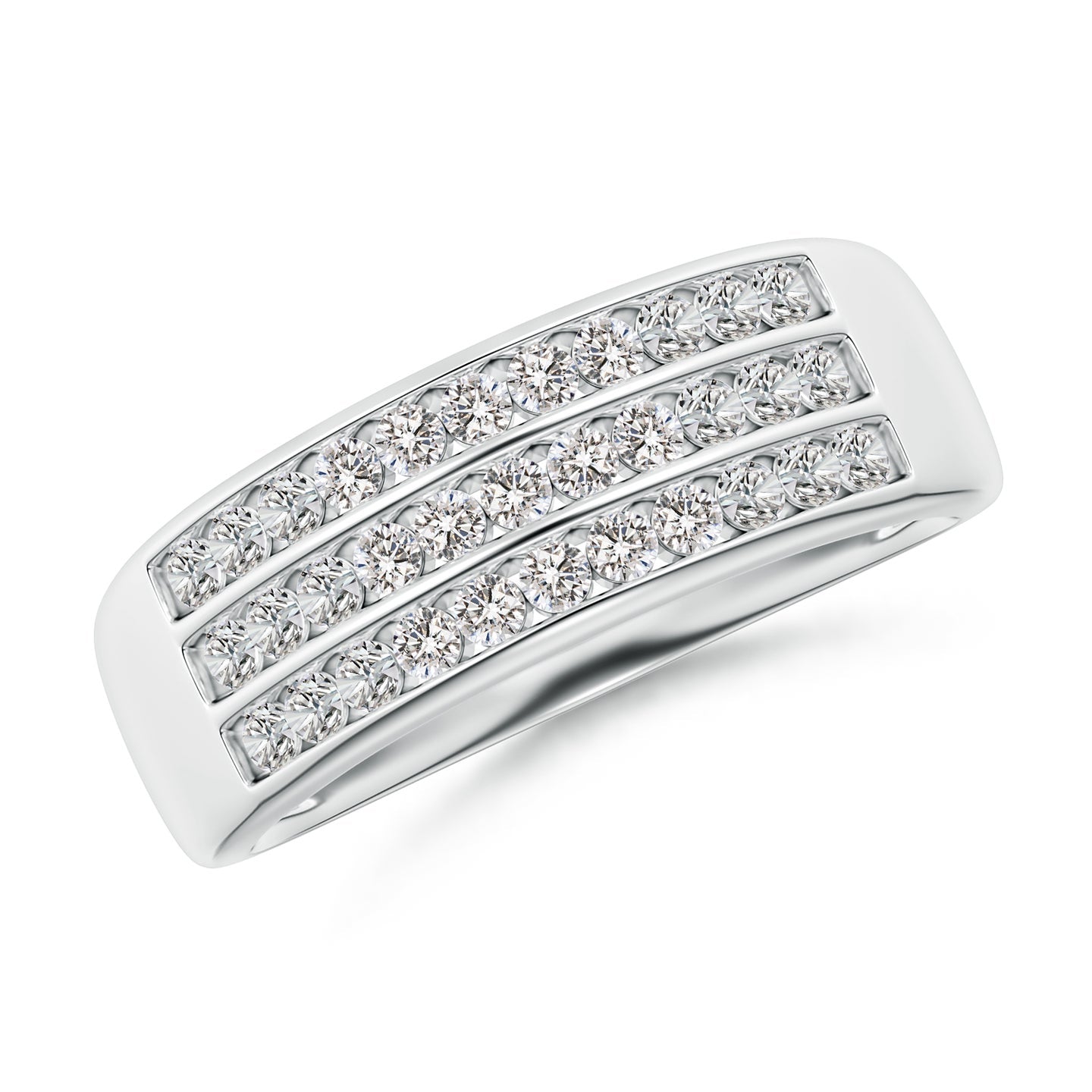 Channel-Set Diamond Triple Row Anniversary Ring