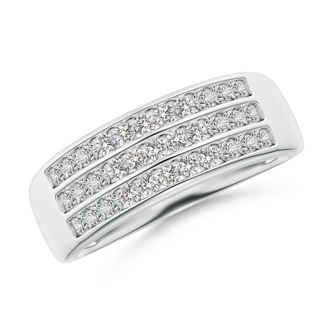 Channel-Set Diamond Triple Row Anniversary Ring
