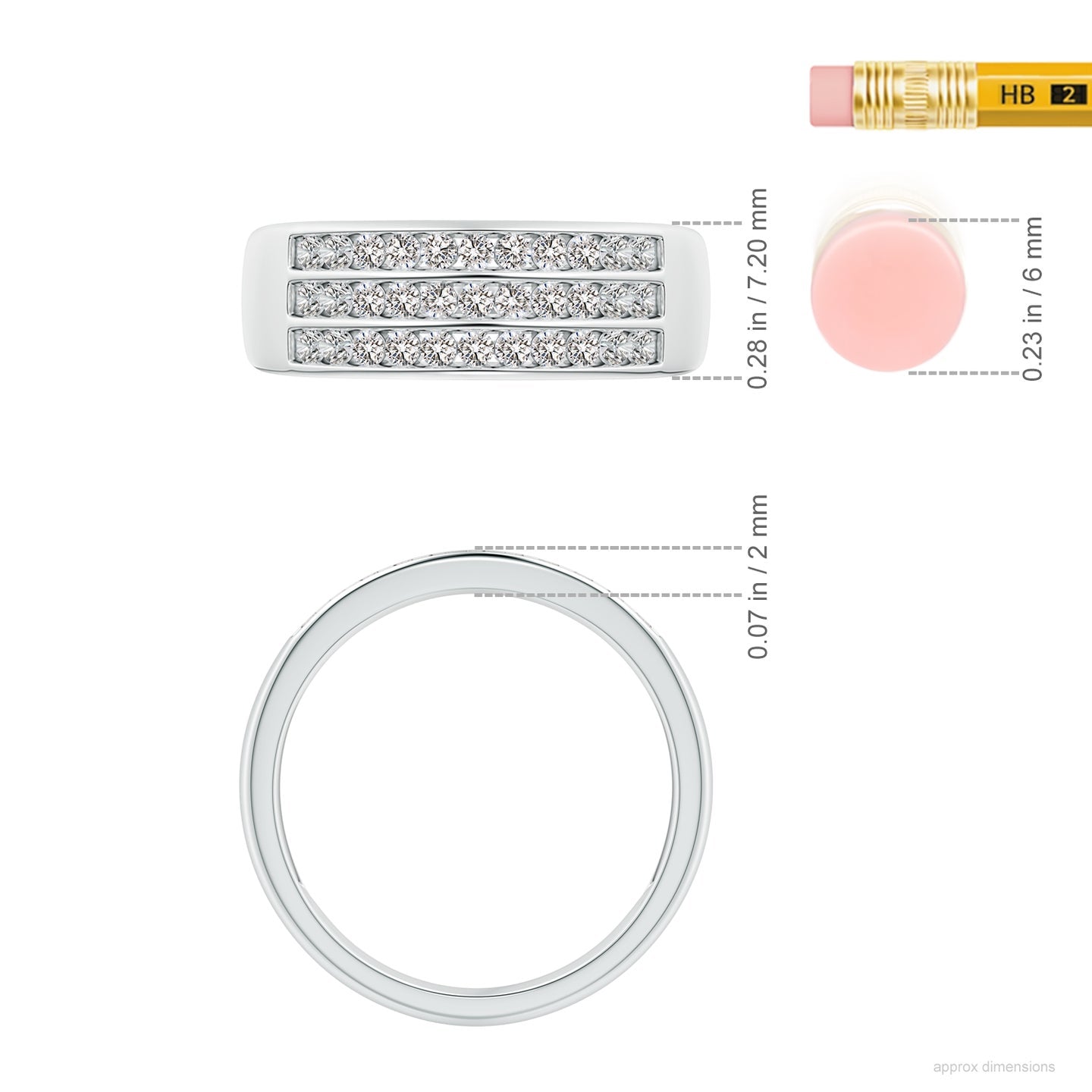 Channel-Set Diamond Triple Row Anniversary Ring