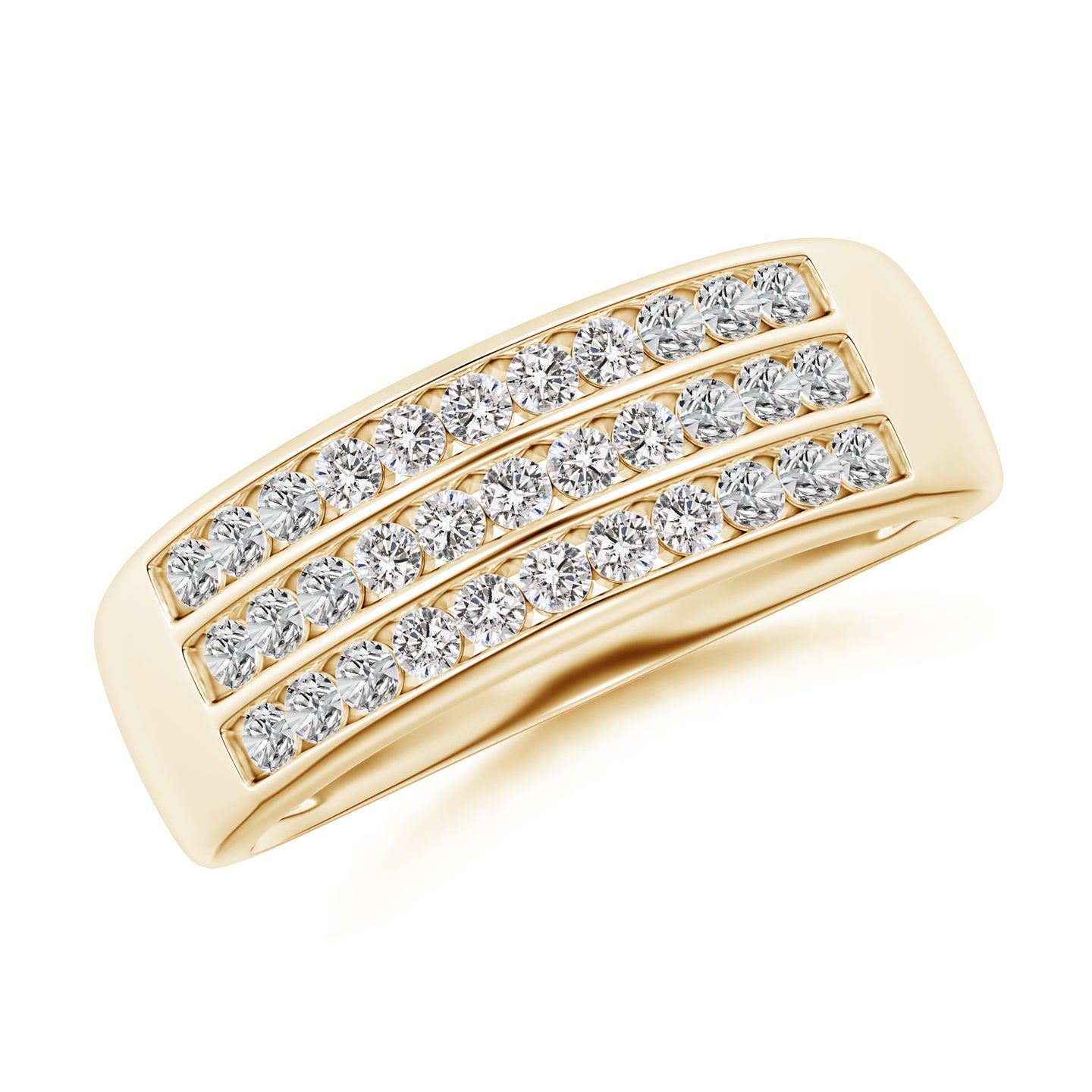 Channel-Set Diamond Triple Row Anniversary Ring