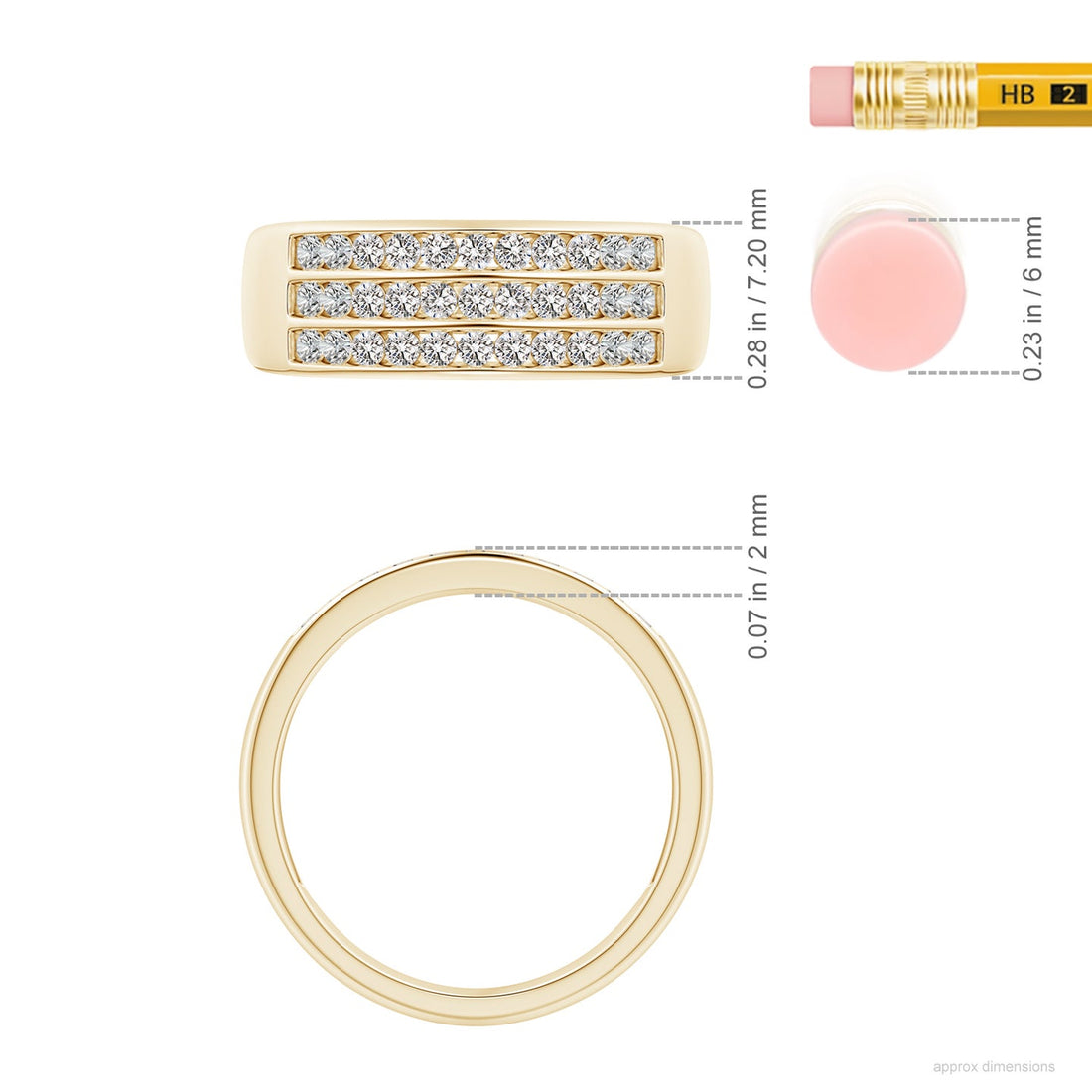 Channel-Set Diamond Triple Row Anniversary Ring