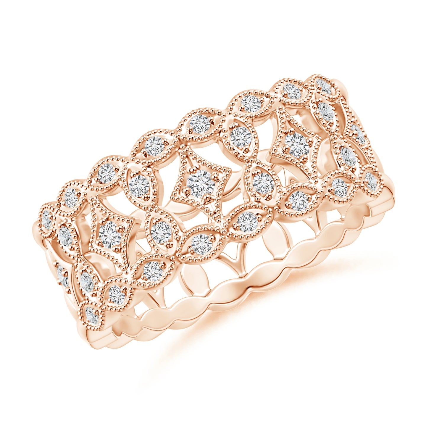 Art Deco Inspired Filigree Diamond Wedding Ring