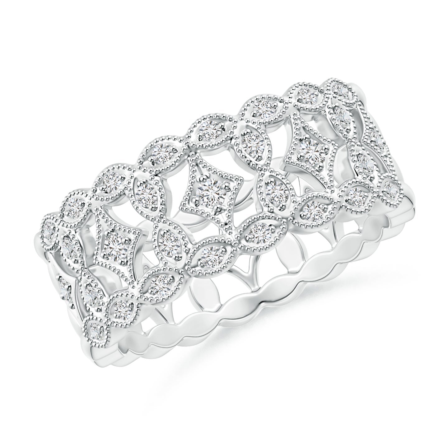 Art Deco Inspired Filigree Diamond Wedding Ring