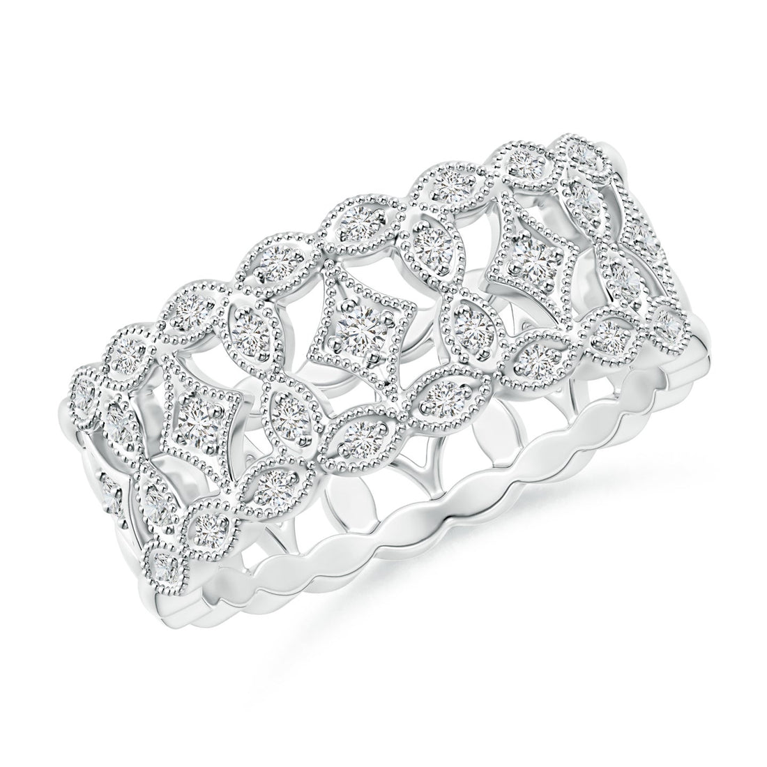Art Deco Inspired Filigree Diamond Wedding Ring