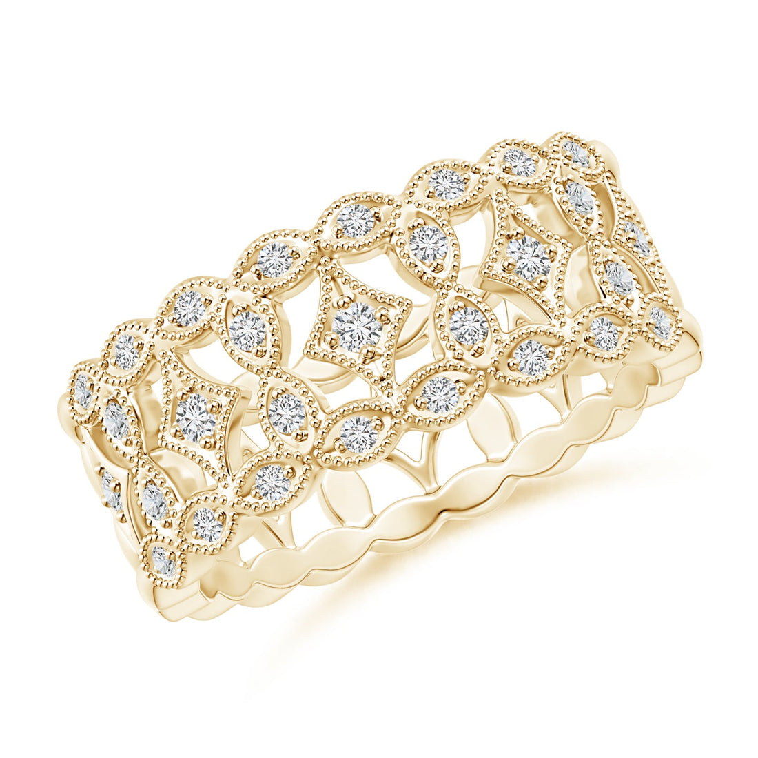 Art Deco Inspired Filigree Diamond Wedding Ring