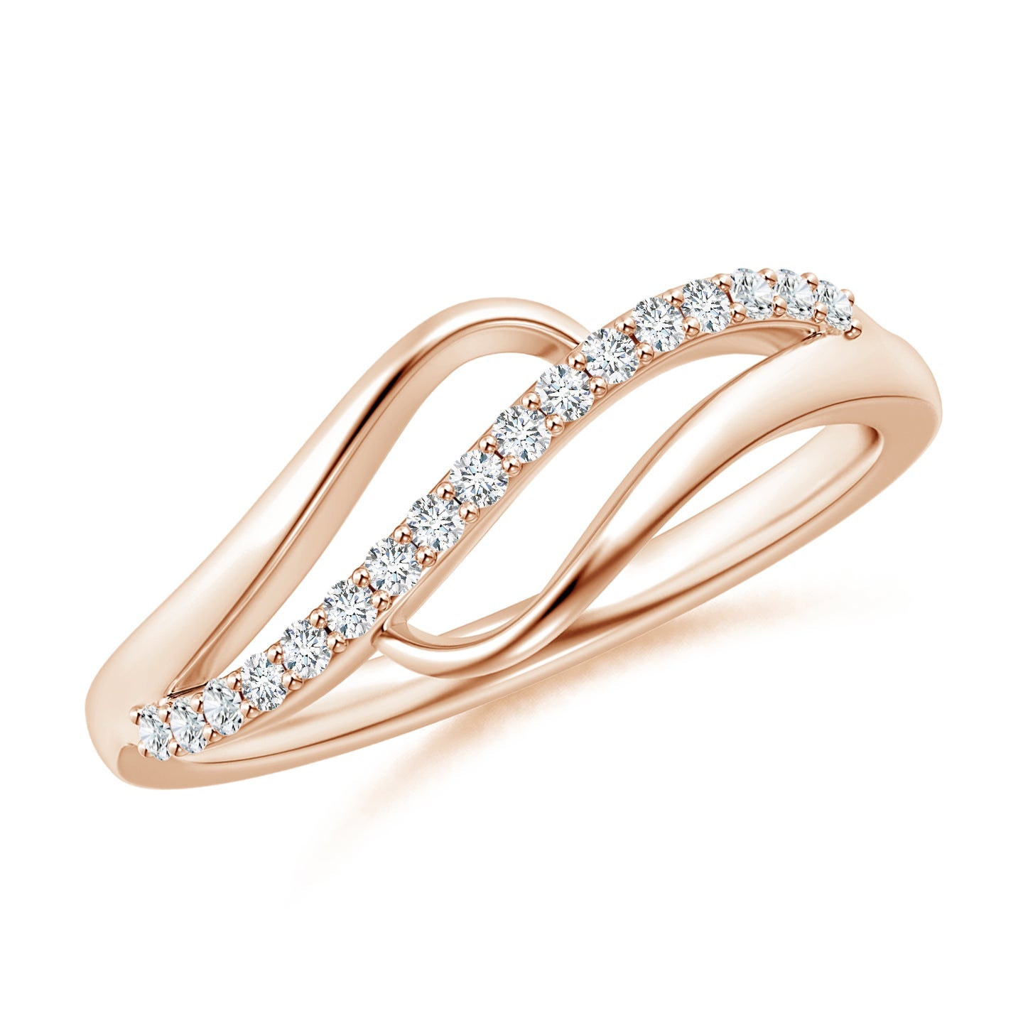 Curved Bypass Pavé Diamond Engagement & Wedding Ring