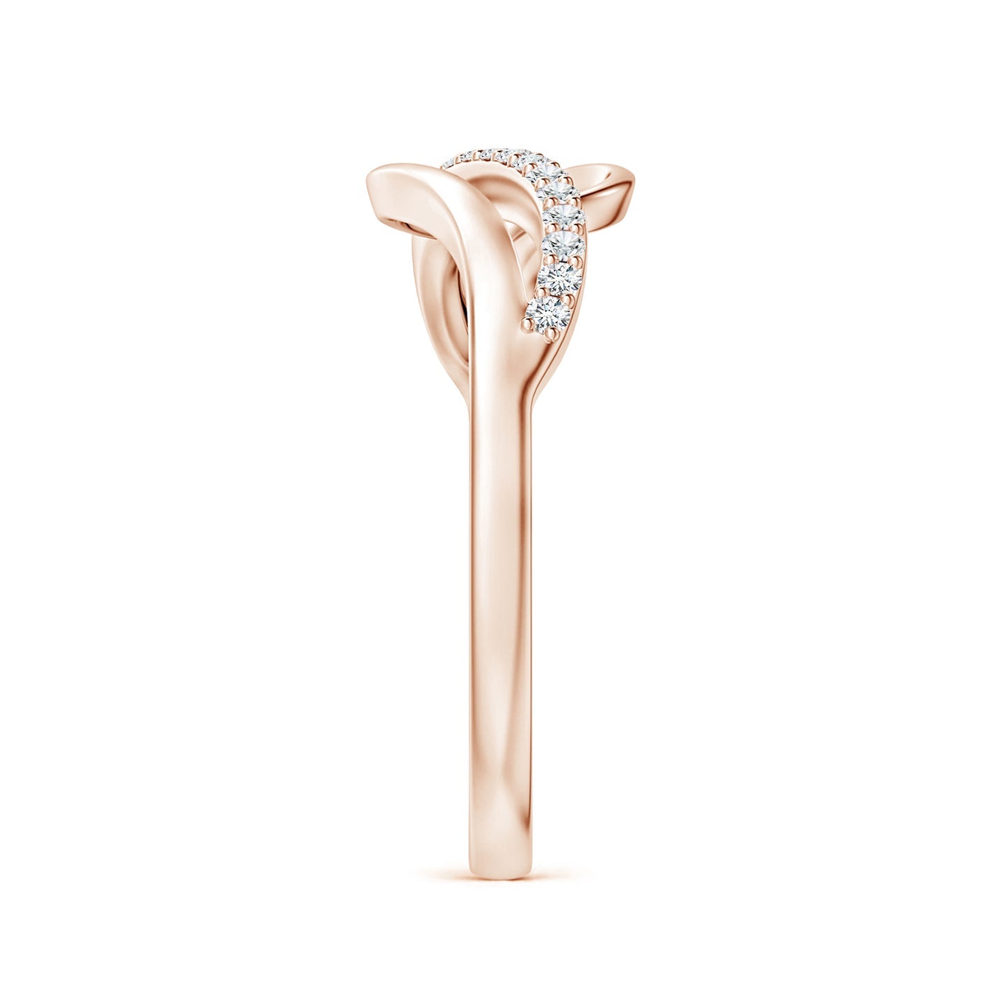 Curved Bypass Pavé Diamond Engagement & Wedding Ring