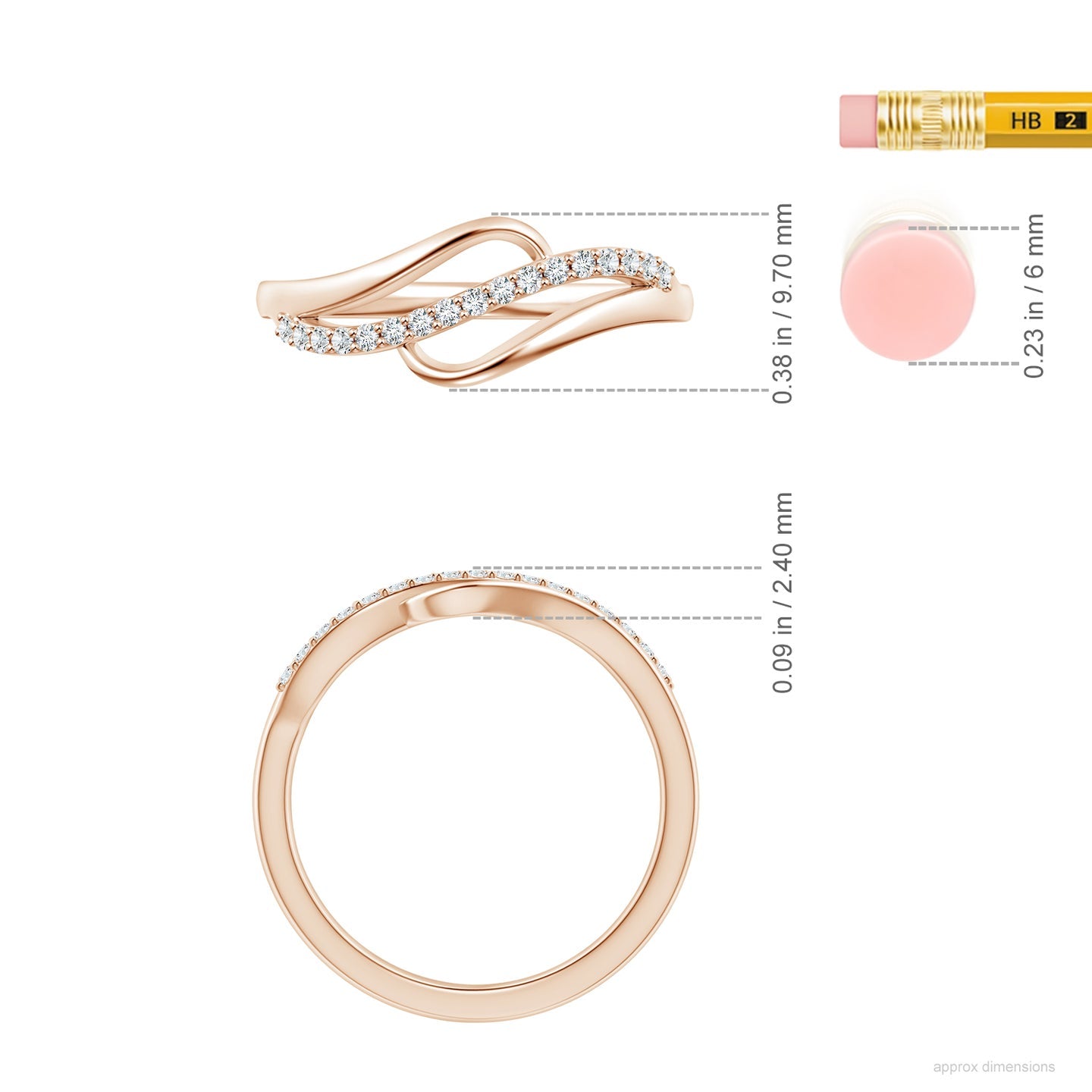 Curved Bypass Pavé Diamond Engagement & Wedding Ring