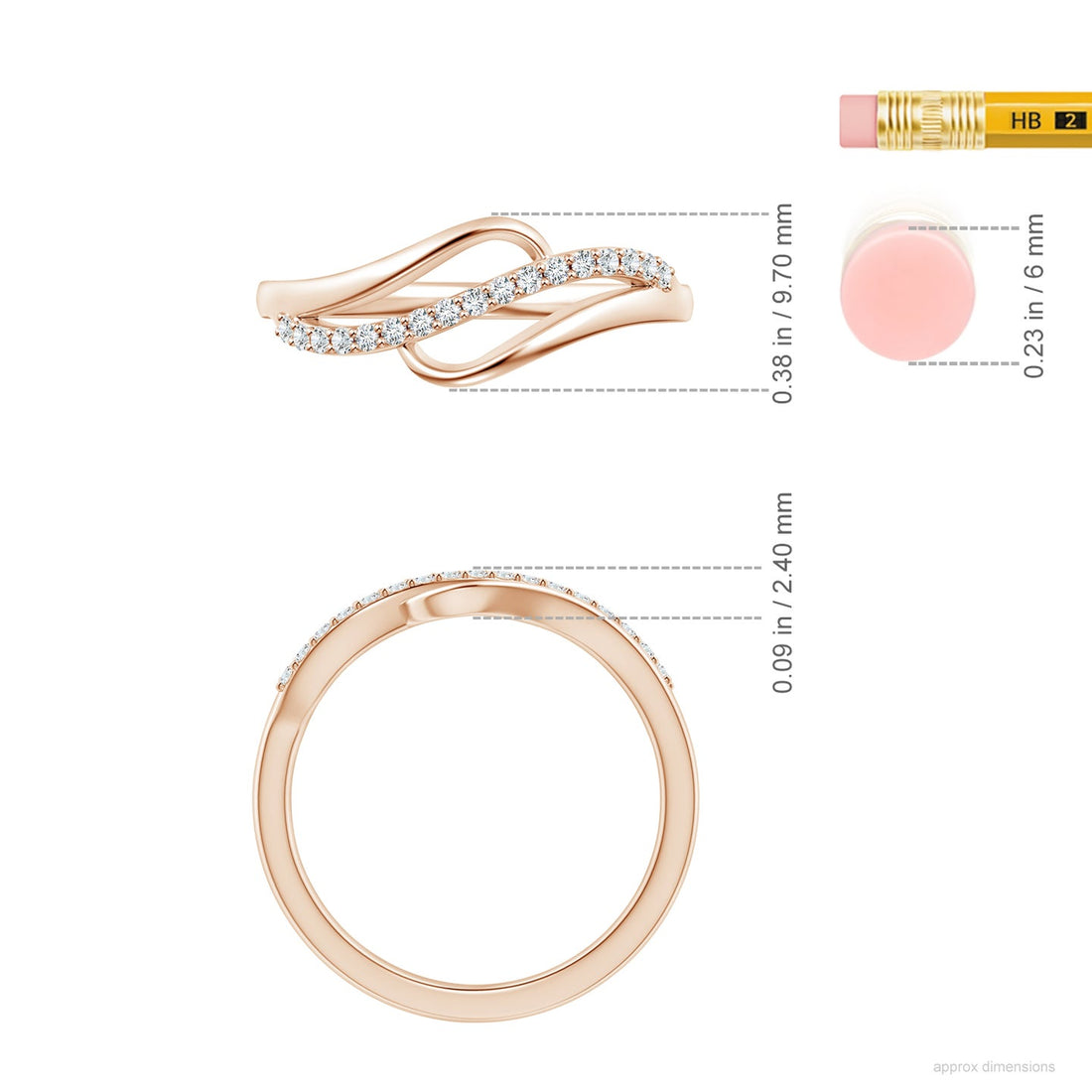 Curved Bypass Pavé Diamond Engagement & Wedding Ring