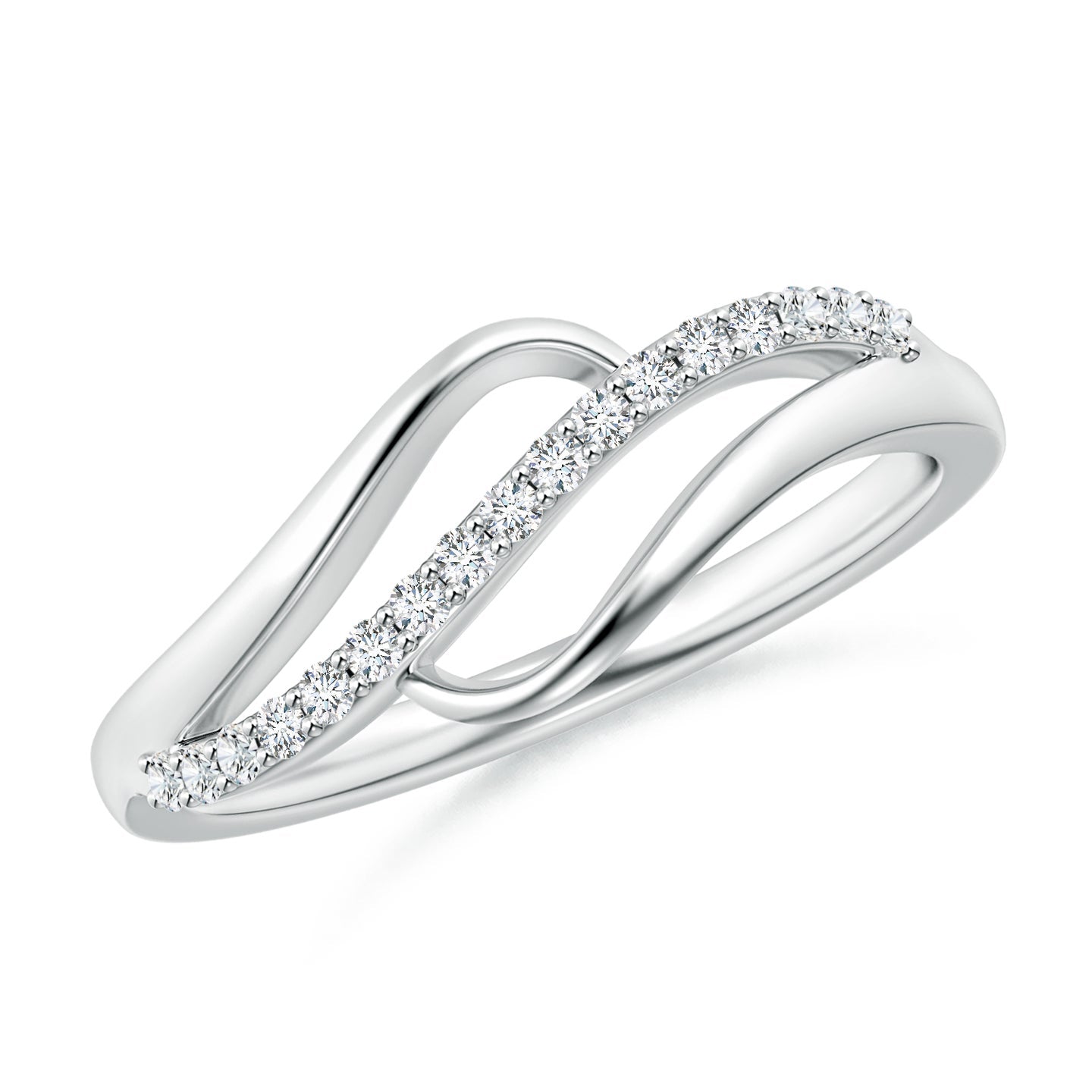 Curved Bypass Pavé Diamond Engagement & Wedding Ring